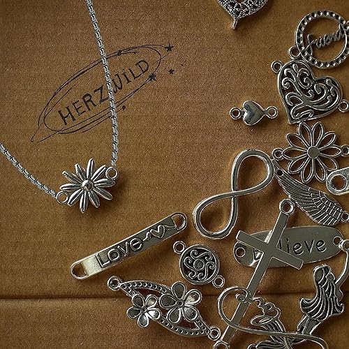 Miniatura 5 de HERZWILD Conector de joyería de metal mezclado, conjunto de colgantes, colgante de joyería DIY, colgante de signo infinito, conector de joyería de