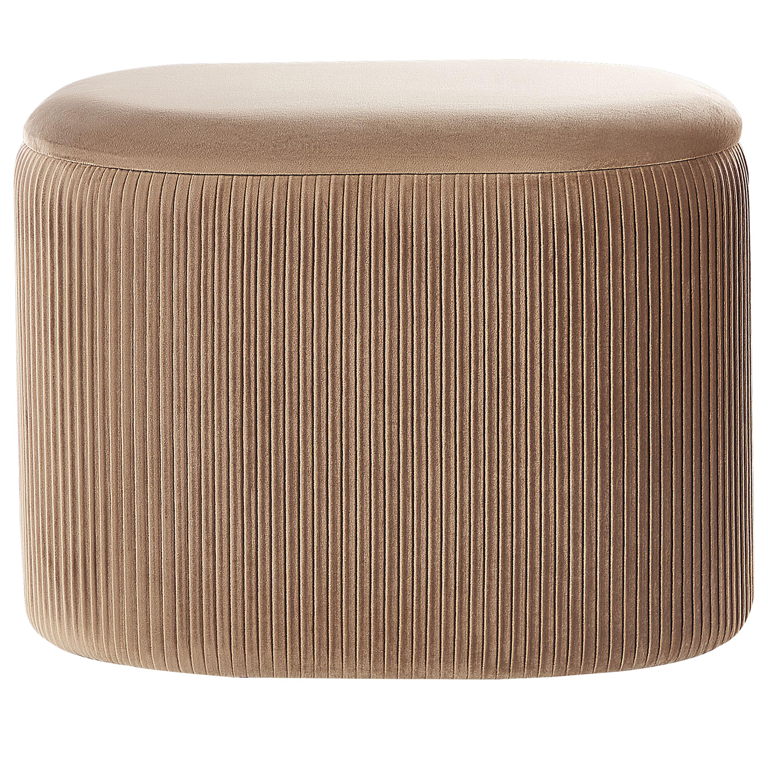 Beliani Puf de Terciopelo Beige almacenaje reposapiés Glamour Sala de Estar Dormitorio Richland