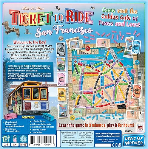 Miniatura 3 de Juego de mesa Asmodee Ticket to Ride San Francisco: aventura ferroviaria de ritmo rápido en la ciudad por The Bay! Divertido juego familiar para