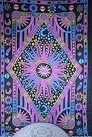Vista 3 de ICC - Tapiz de teñido anudado de sol ardiente morado, celestial, luna, planeta, bohemio, para colgar en la pared, bohemio, hippie, hippie, tapiz