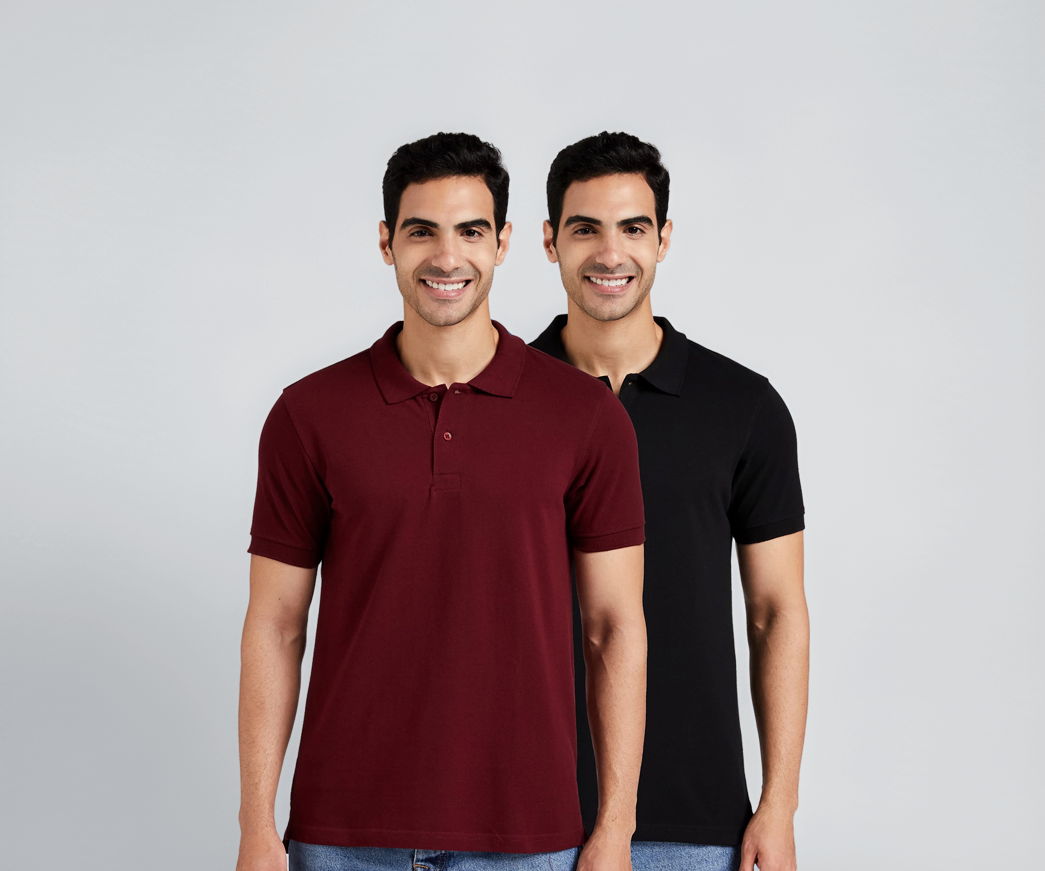 Amazon Brand - Symbol Men's Cotton Rich Polo T Shirt | Collar Tshirts | Half Sleeves | Plain (Combo Pack of 2) -Regular Fit