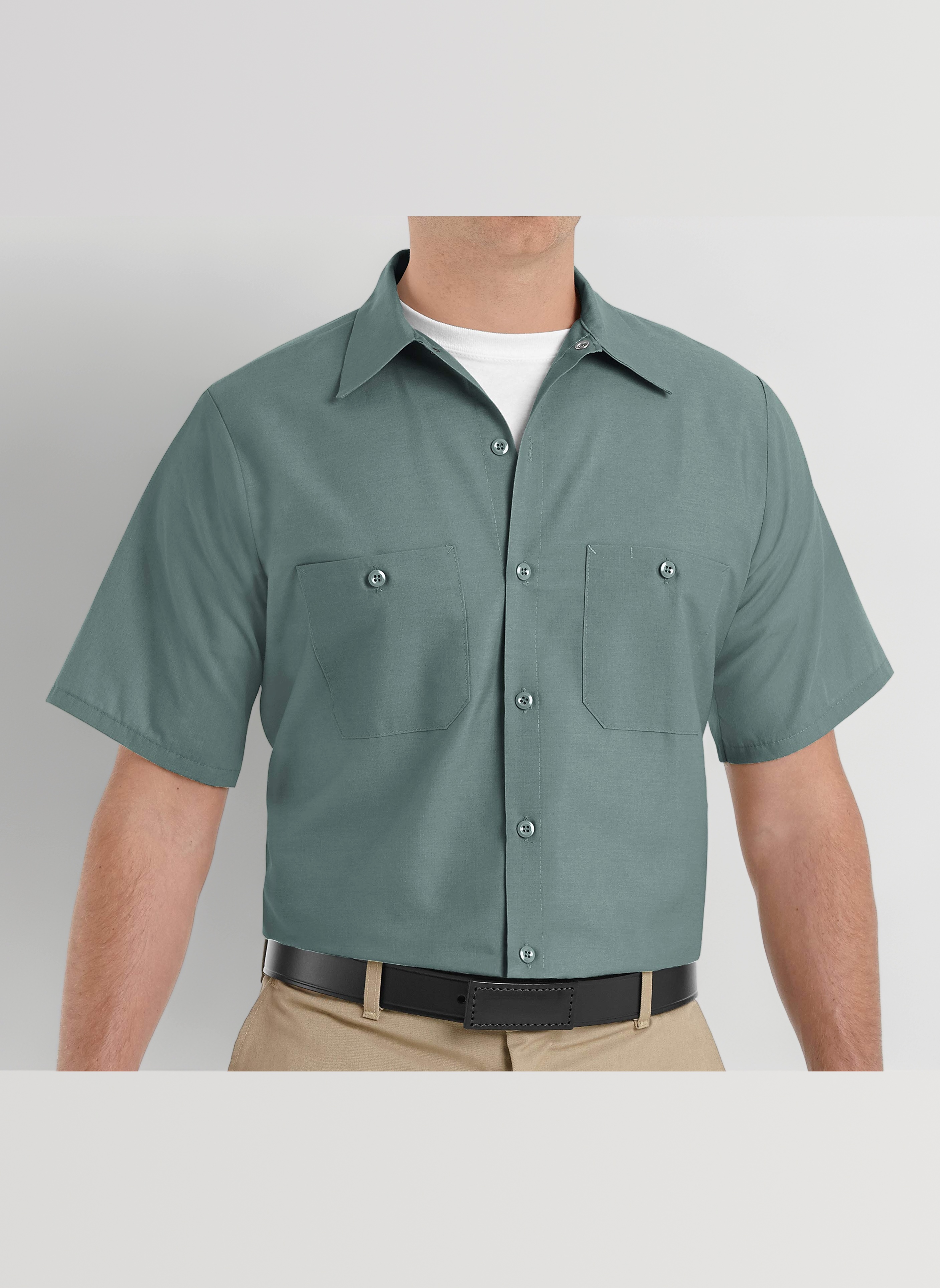 Red Kap Men's Performance Tech Shirt, Short Sleeve Work Utility Button