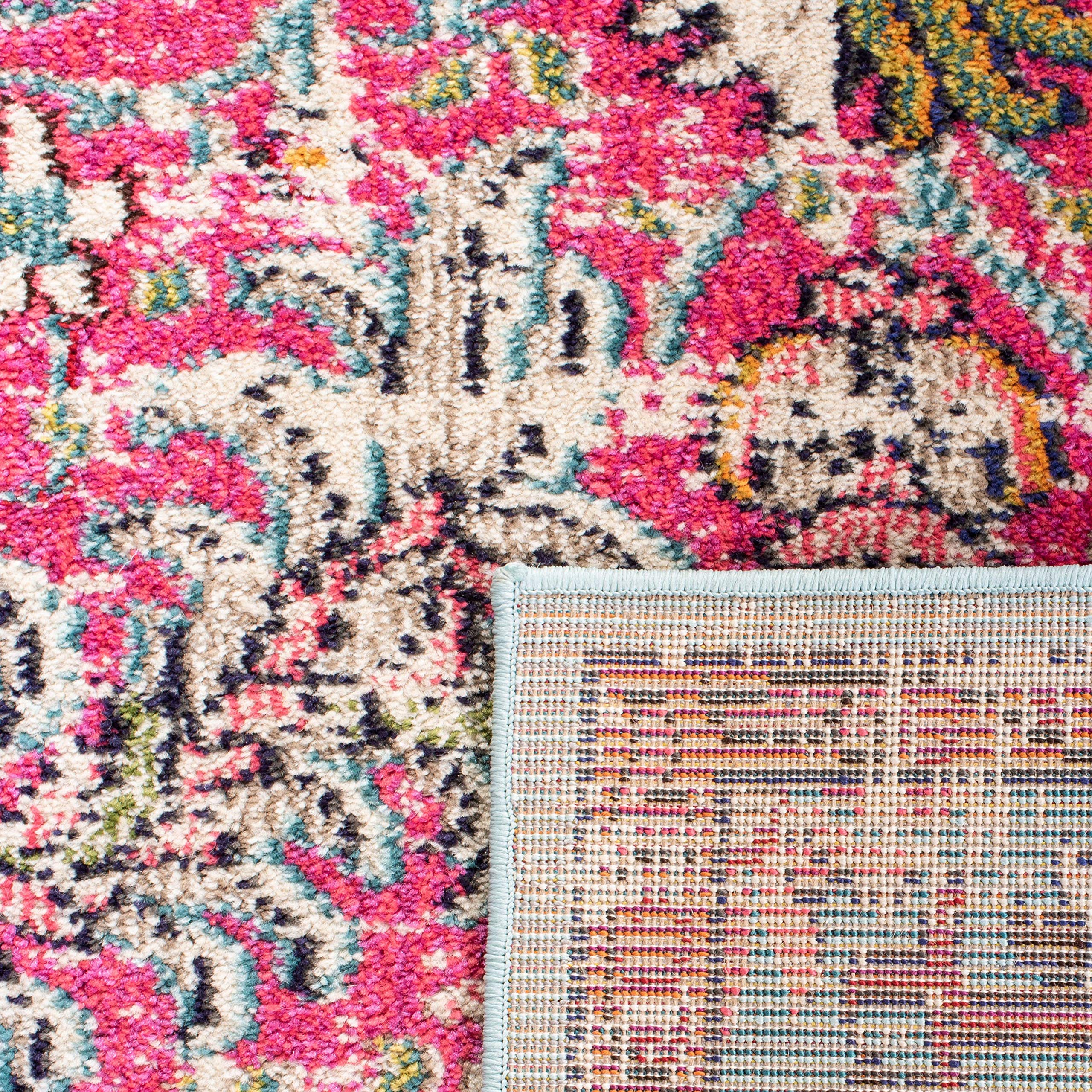SAFAVIEH Tapis Boho pour Salon, Salle à Manger, Chambre à Coucher - Madison Collection, Tapis à Poil Court, Fuchsia et Sarcelle, 160 X 229 cm
