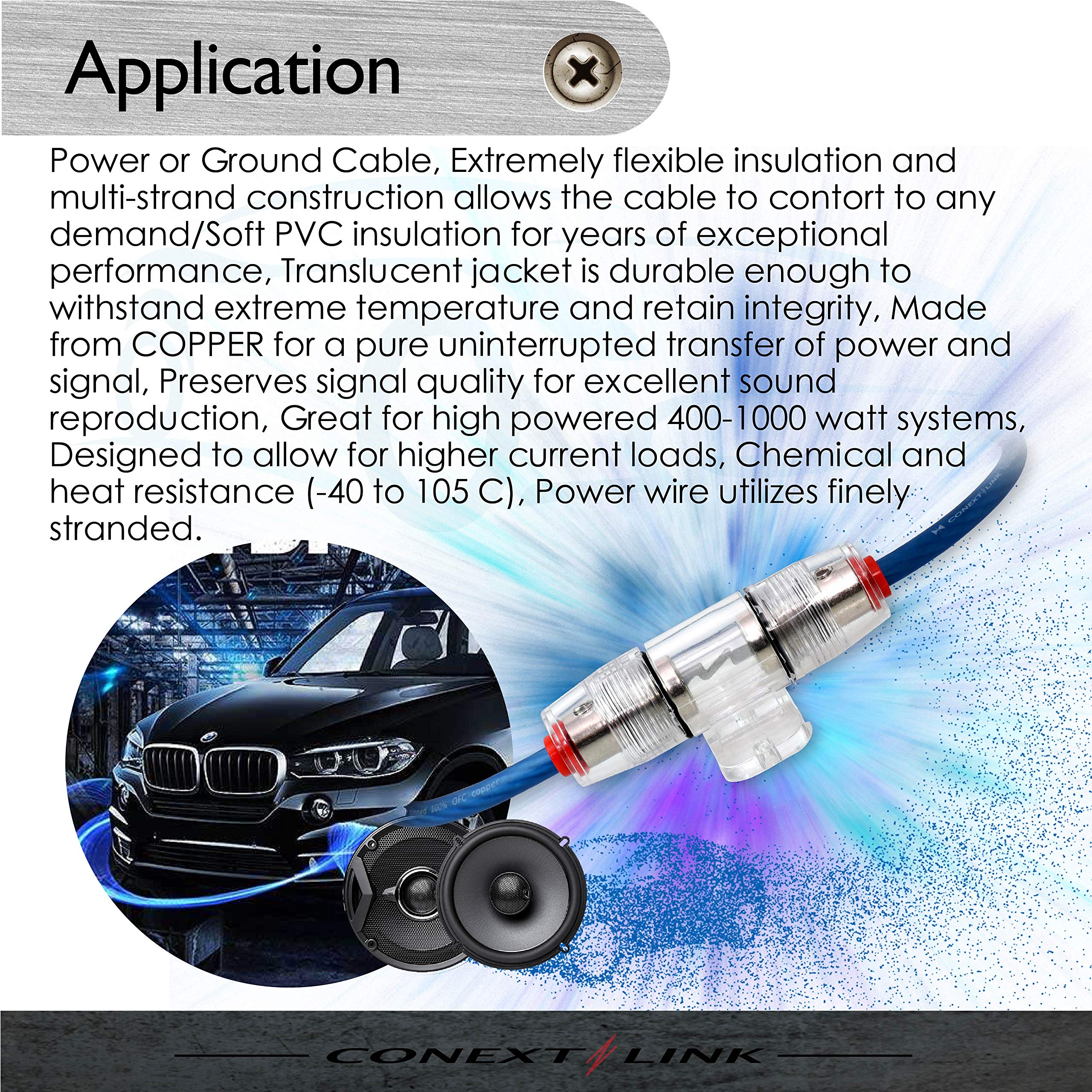 Conext Link Câble d'alimentation de batterie GA de 7,6 m, 8 AWG, fil de terre rouge givré en cuivre OFC
