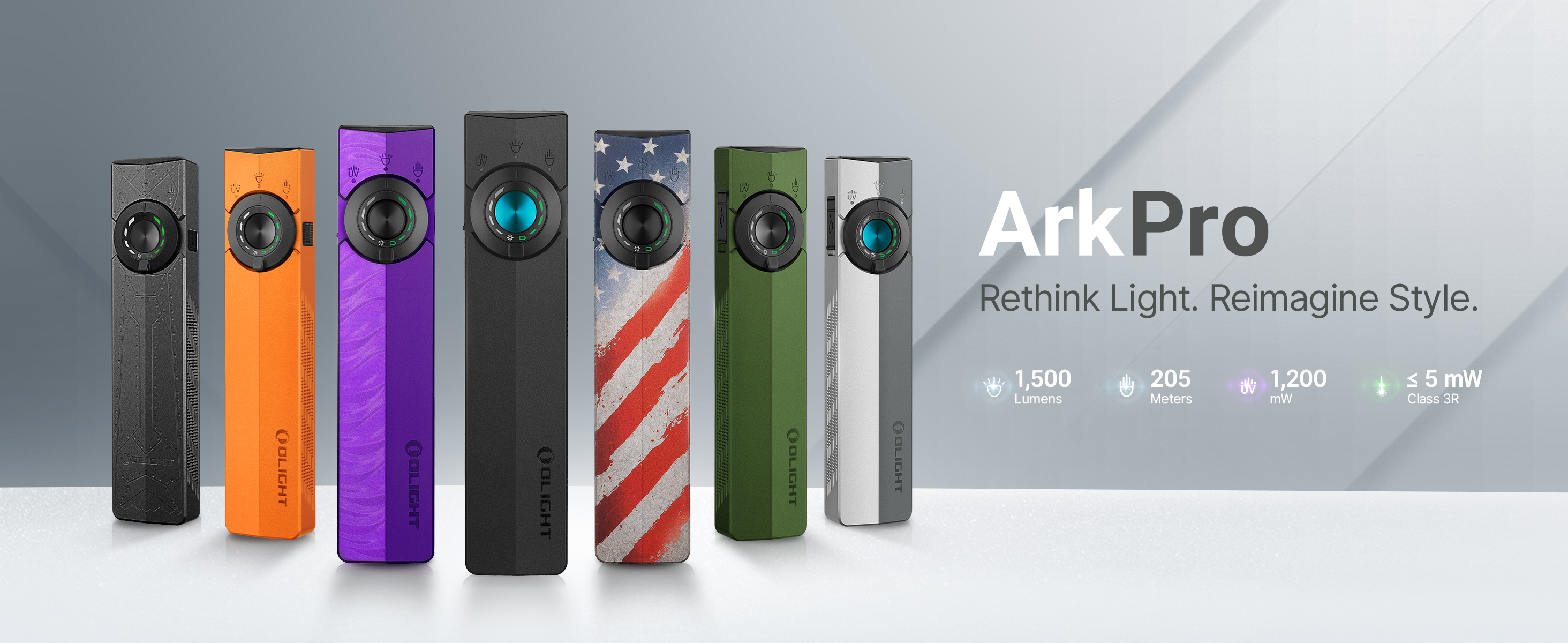 OLIGHT ArkPro EDC Flat Flashlight Rechargeable with Green Beam, UV