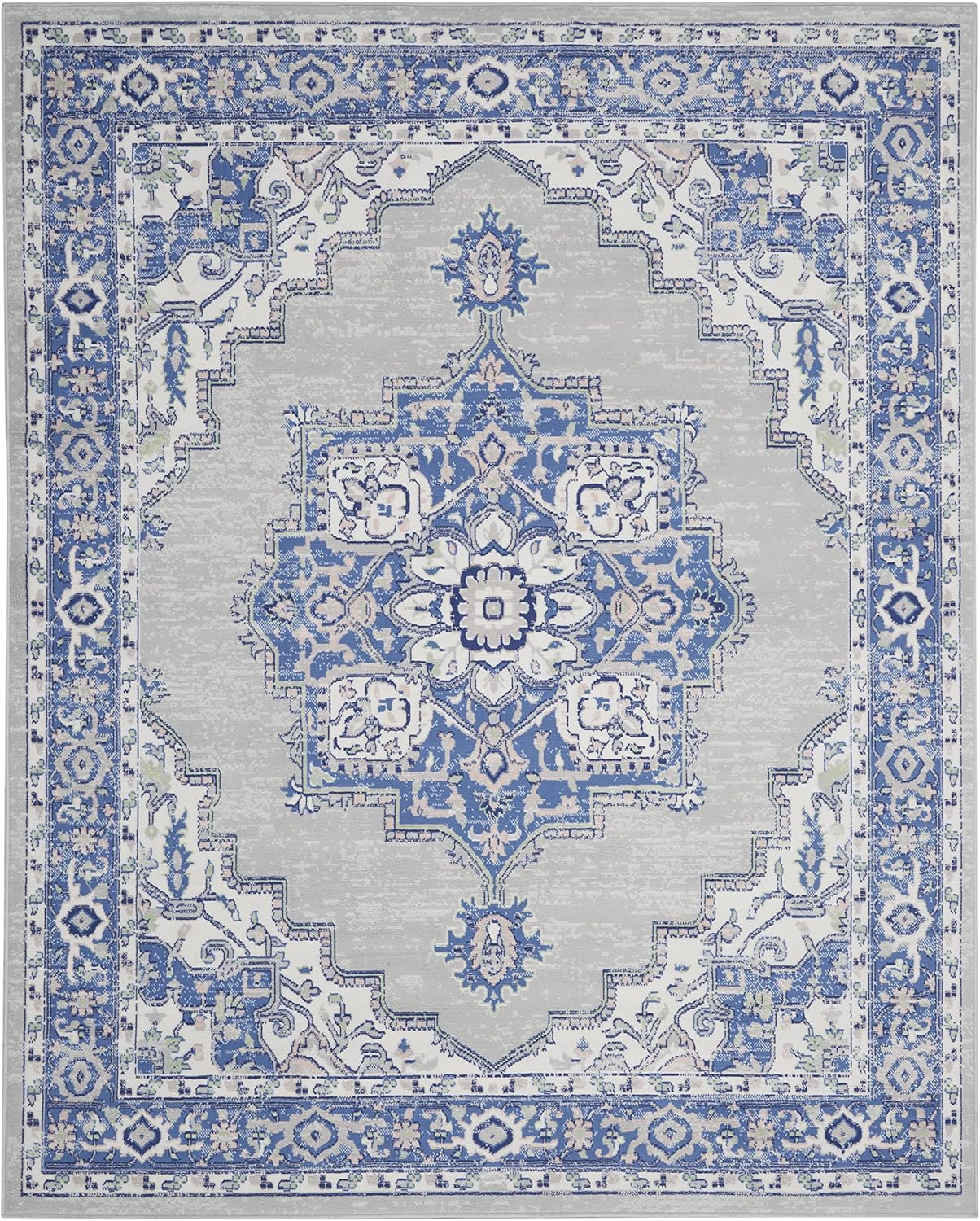 Nourison Home Whimsicle Grey Blue 8'4" x 11'6" Area Rug - Easy Clean, Non Shedding, Bed Room, Living Room, Dining Room, Kitchen (8' x 12')