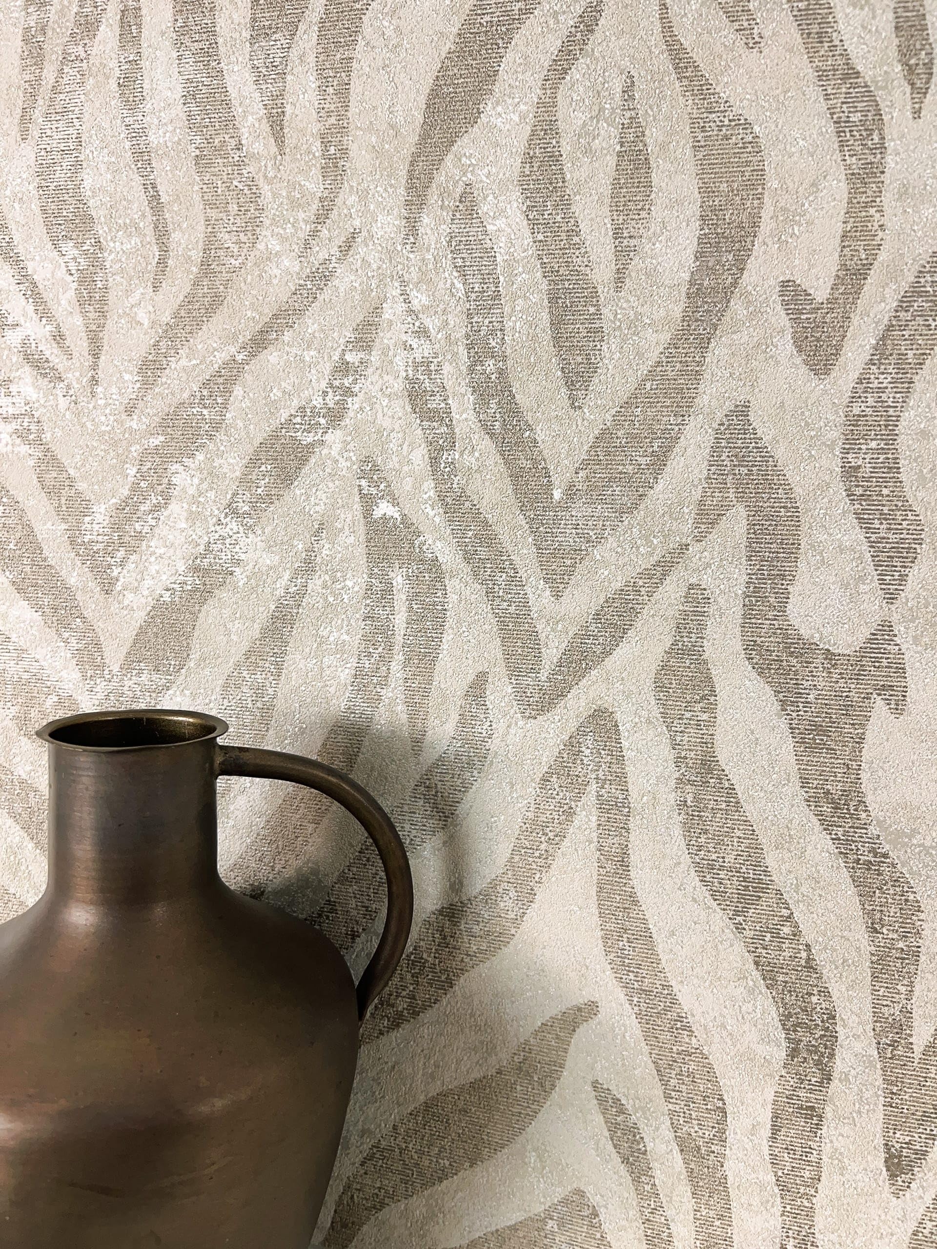 Papel pintado beige de diseño elegante Newroom revestimiento TNT efecto greige vintage