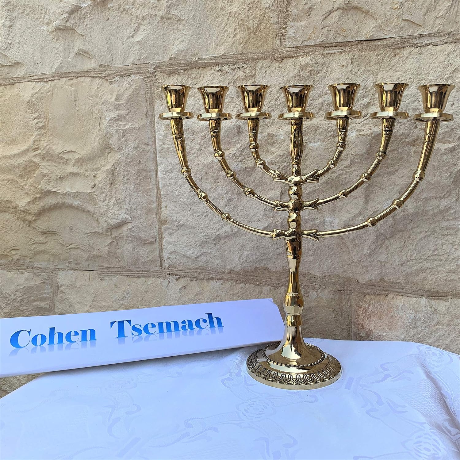 Brass Copper 10.5" Height Vintage Menorah Candle Holder Seven Branches Unique
