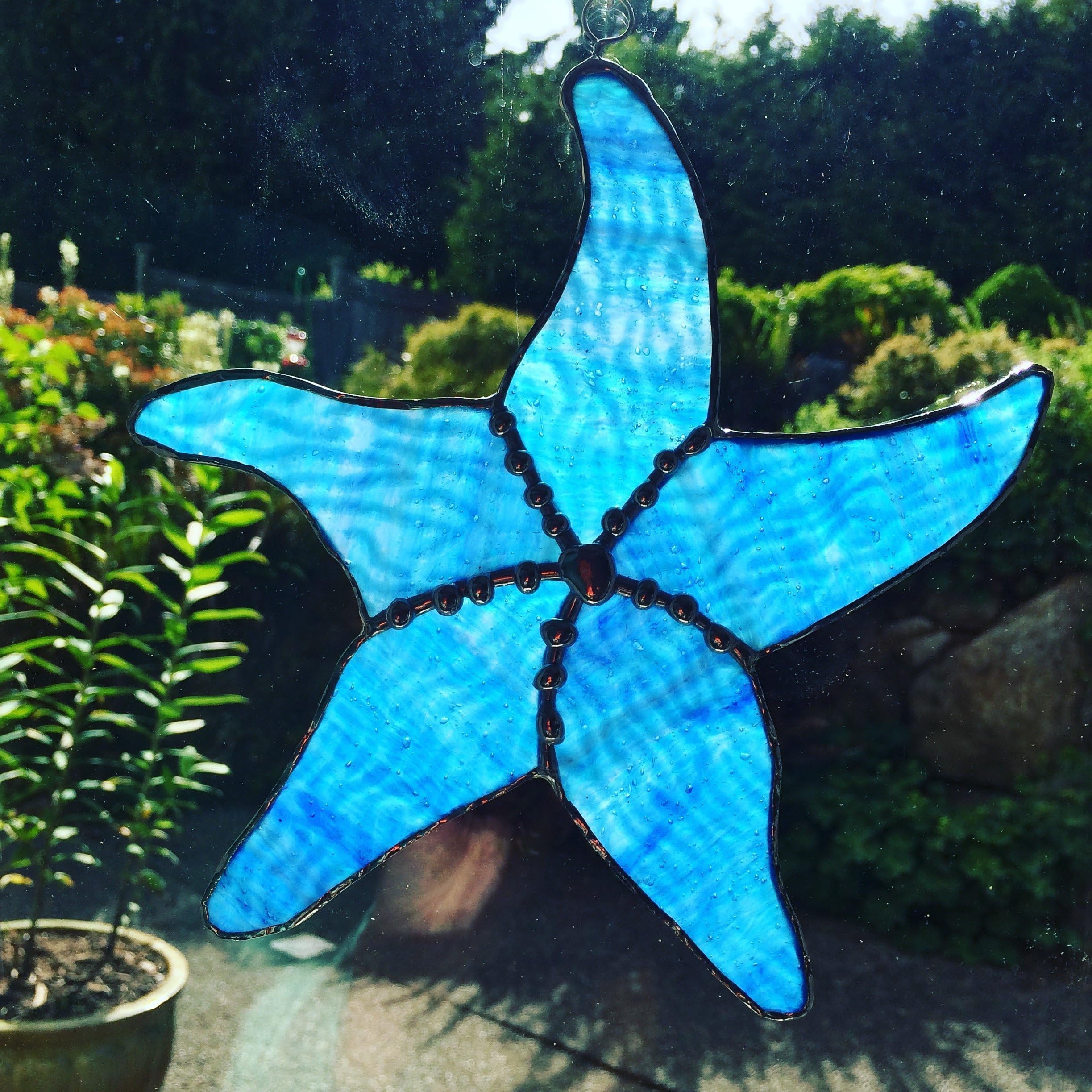 Decorative Starfish Stained Glass Window Hanging