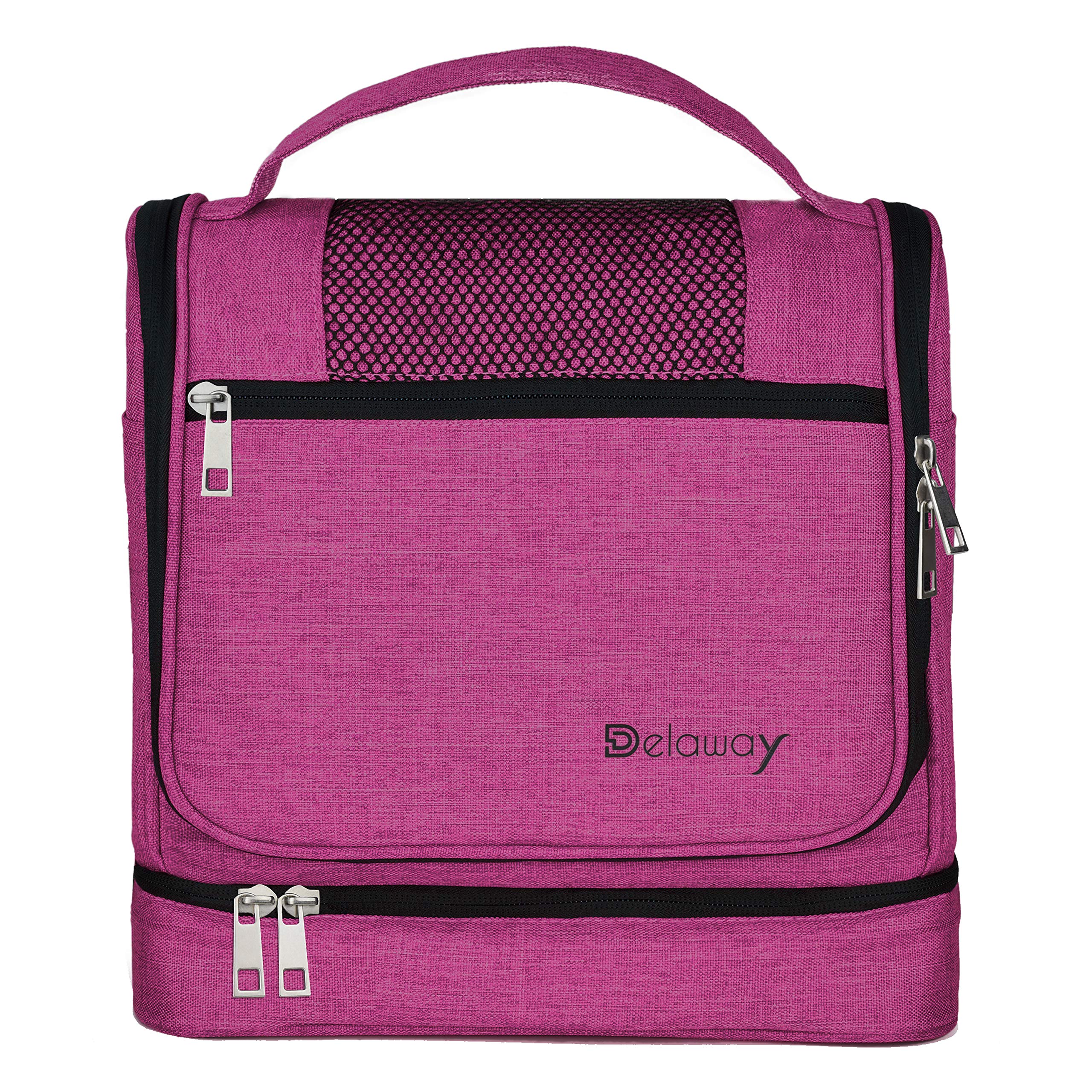 Beauty case XXL da appendere [Design 2026] Grande beauty case per donna, uomo con supporto per valigia e scomparto bagnato separato – Borsa per il lavaggio per uomini e donne, Rosa Nuovo, xl