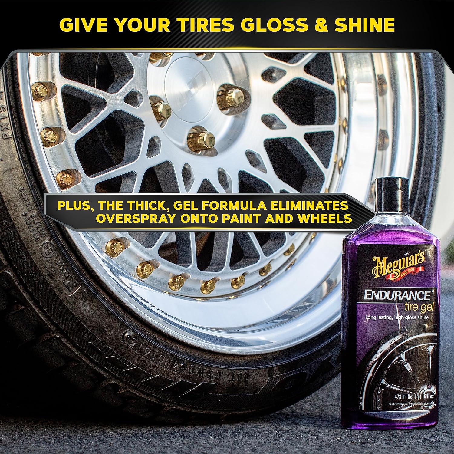 Meguiar's G7516 Endurance Tire Gel, Premium Tire Gel for a Lasting Glossy Shine - 16 Oz Bottle