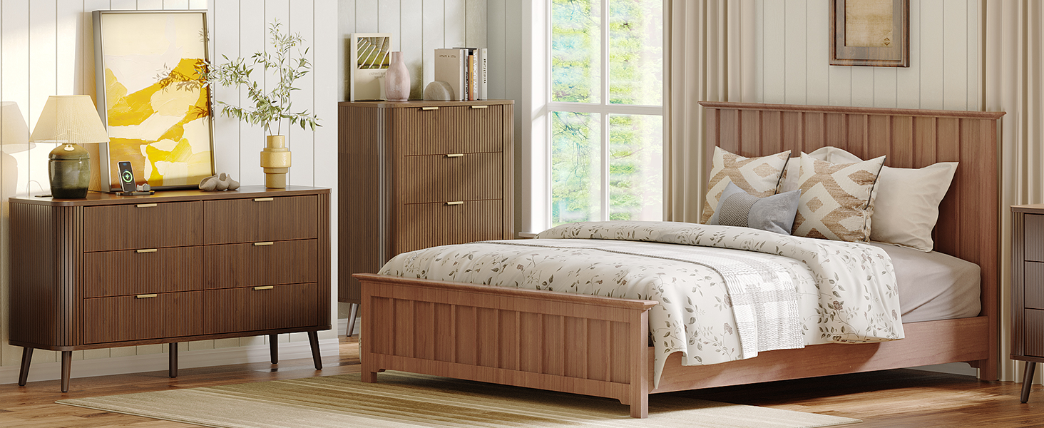 wood bedroom dresser Amazon.com: Fluted 6 Drawer Dresser with Charging, 57