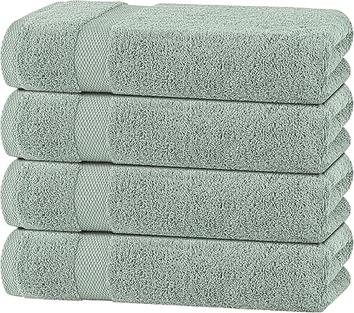 Miniatura 39 de White Classic Wealuxe - Juego de 4 toallas de baño grises, de algodón para cuerpo, para hotel, gimnasio, spa, toallas suaves, extra absorbentes