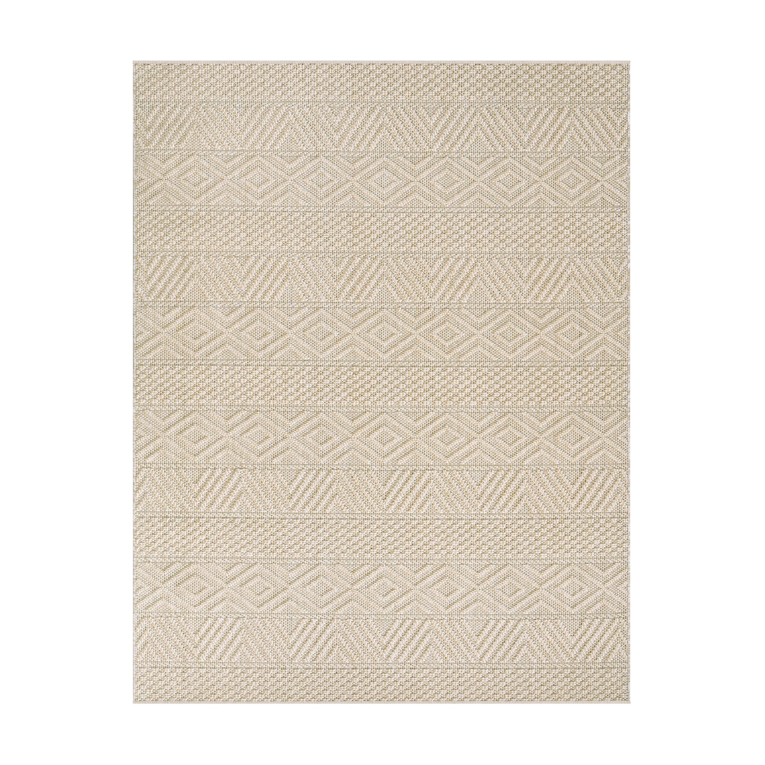 Paco Home Teppich Wohnzimmer Schlafzimmer Kurzflor Skandinavisches Boho Muster Geometrische Optik Einfarbig Moderne Deko, Grösse:160x220 cm, Farbe:Creme