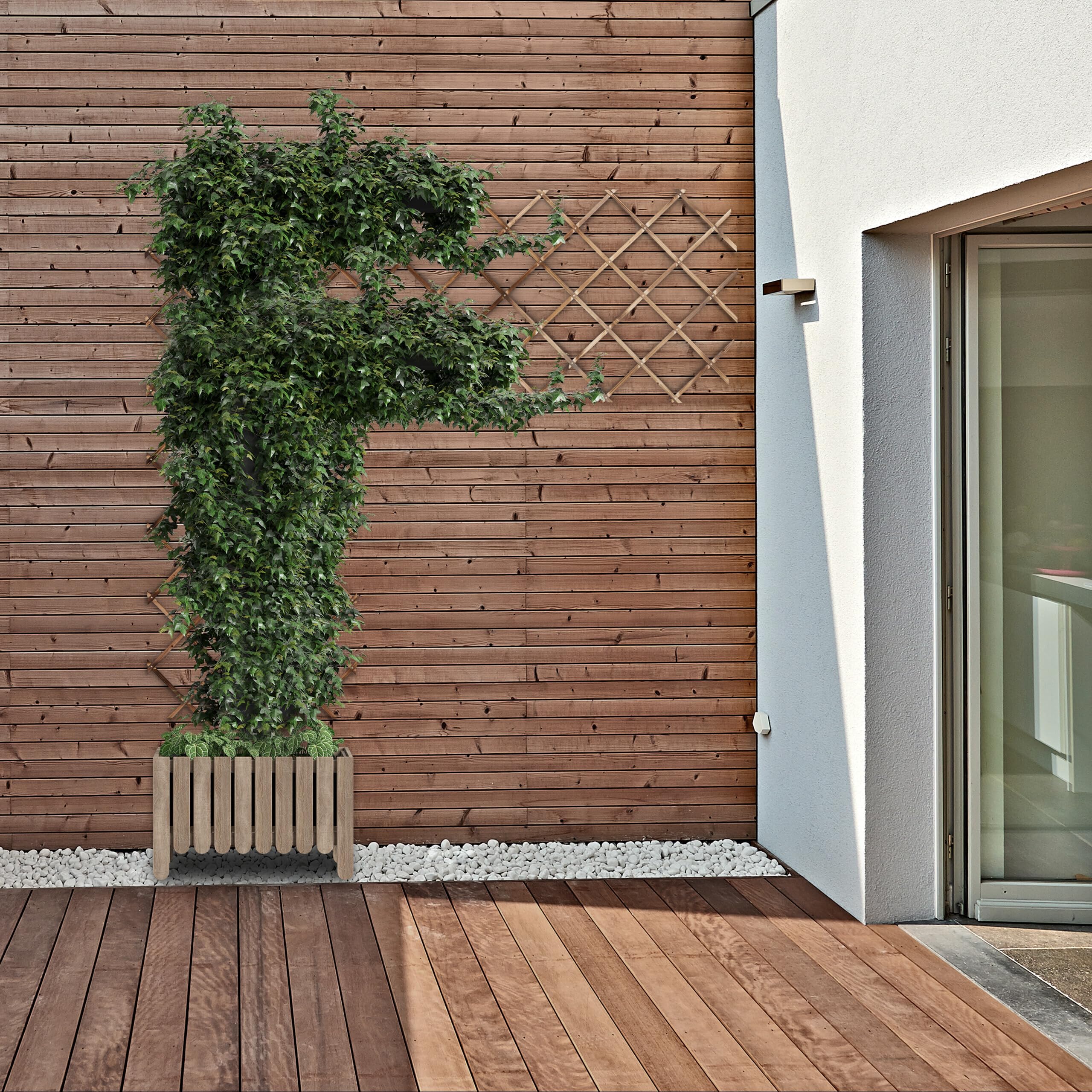 Relaxdays trellis uitschuifbaar, set van 3, 180x60 cm, hout, plantensteun wandmontage, klimplantenrek, gevlamd