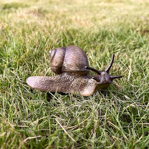 Miniatura 5 de Figura de caracol de juguete, mini figuras de animales para jardín de hadas, setas, decoración de micro paisaje (color oscuro)