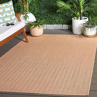 SAFAVIEH Washable Rug Outdoor Courtyard Collection - 4' Square, Natural ...
