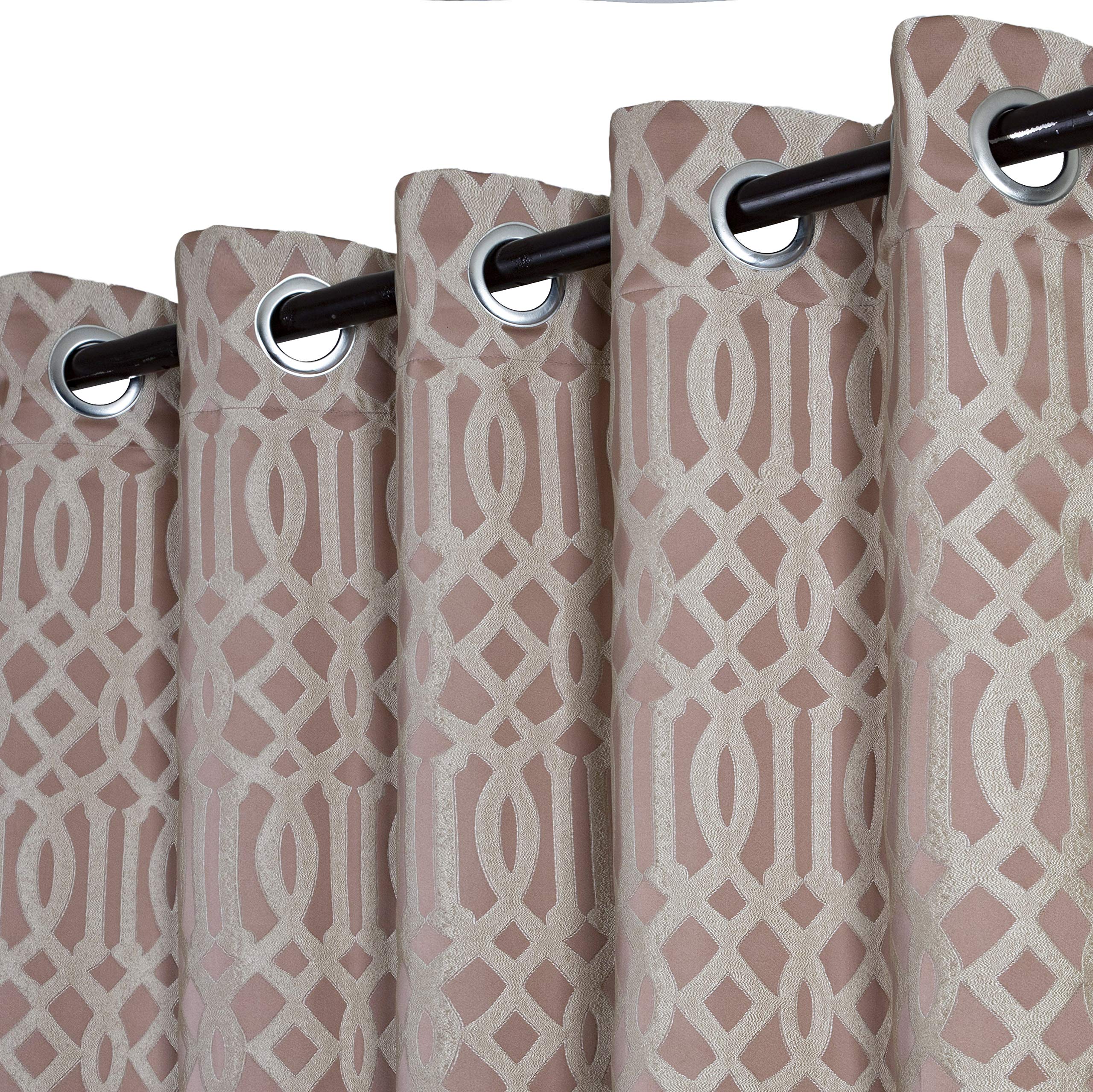 Urban Hues Eyelet 1 Piece Polyester Jacquard Fabric Window, Door Curtains (7 FT, Rose Gold)