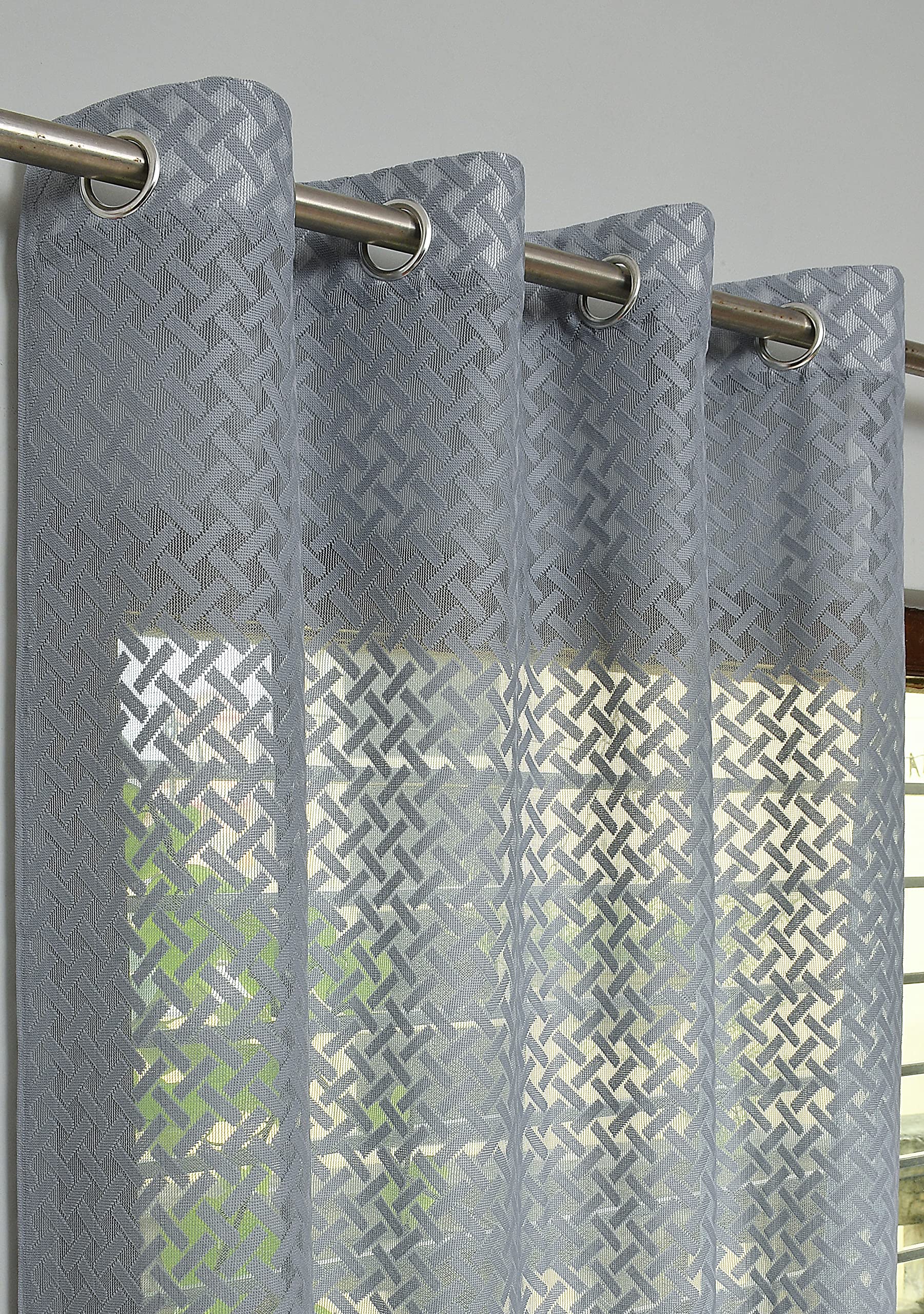 YUKANY Polyester Criss Cross Design Net Long Door Curtains for Living Room | 1 Piece (8 feet, Grey) (B096B1Y6D7) Amazon Price History, Amazon Price Tracker