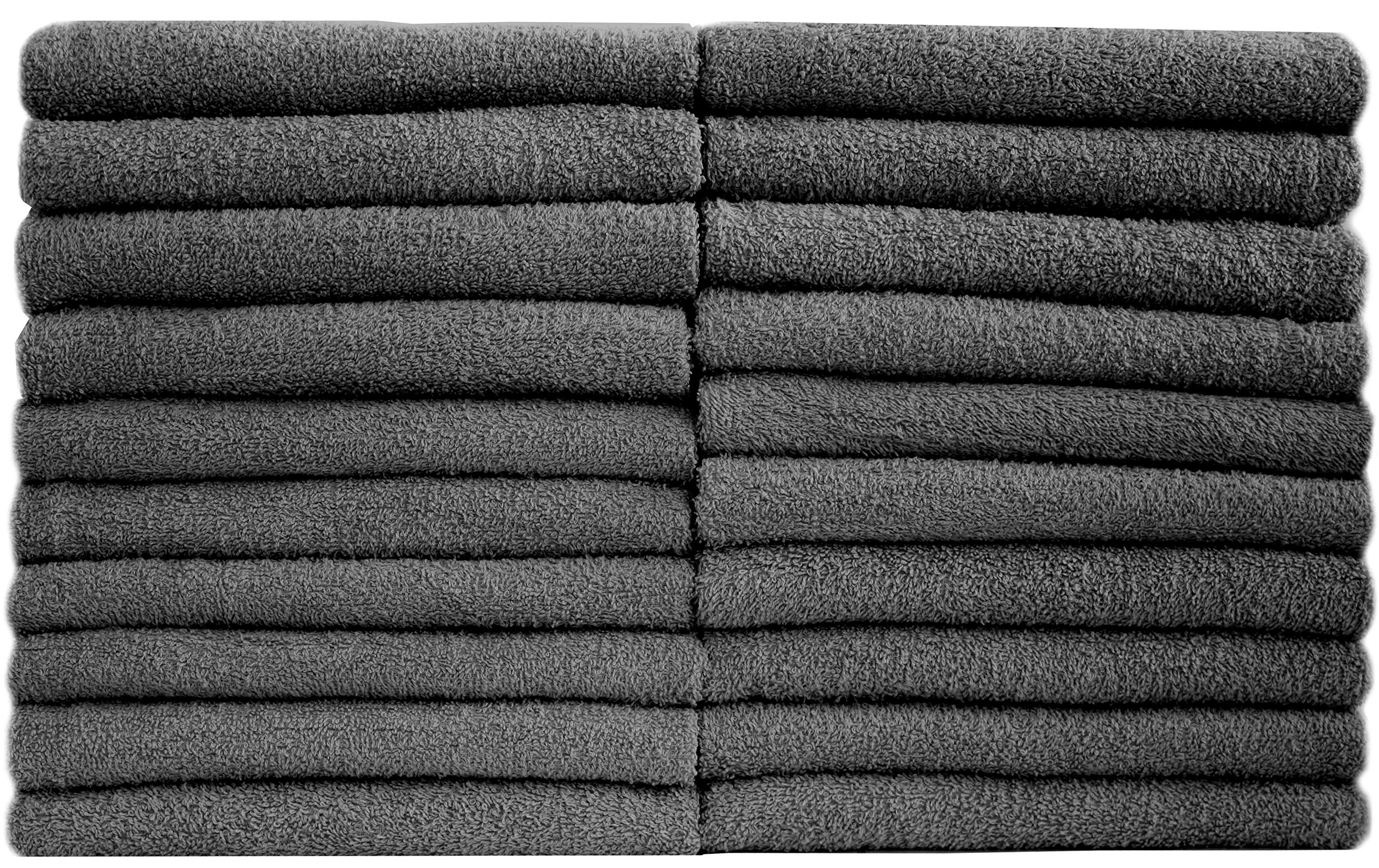 NatureMark NM HT0711–20–Pack Terry Cloth Guest Towels 30 x 50 CM 100% Cotton Anthracite/Grey