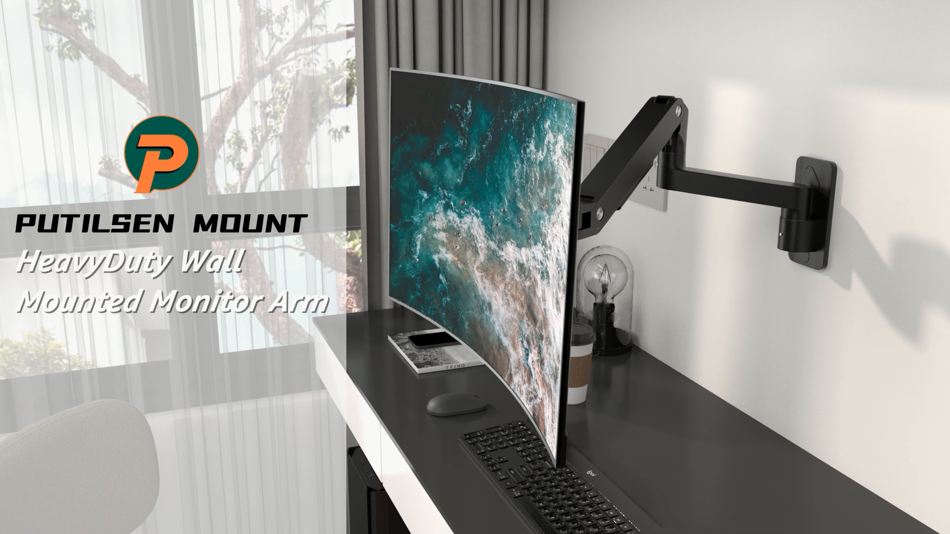 Supporto Da Parete Per Monitor Fino A 35" - Braccio Regolabile In Altezza - VESA 75/100/200 - Fino A 12kg - Foto 6