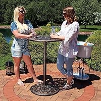 Vista 7 de Sunnydaze Mesa de patio de hierro fundido de 40 pulgadas de alto, diámetro de mesa de 26 pulgadas, color bronce