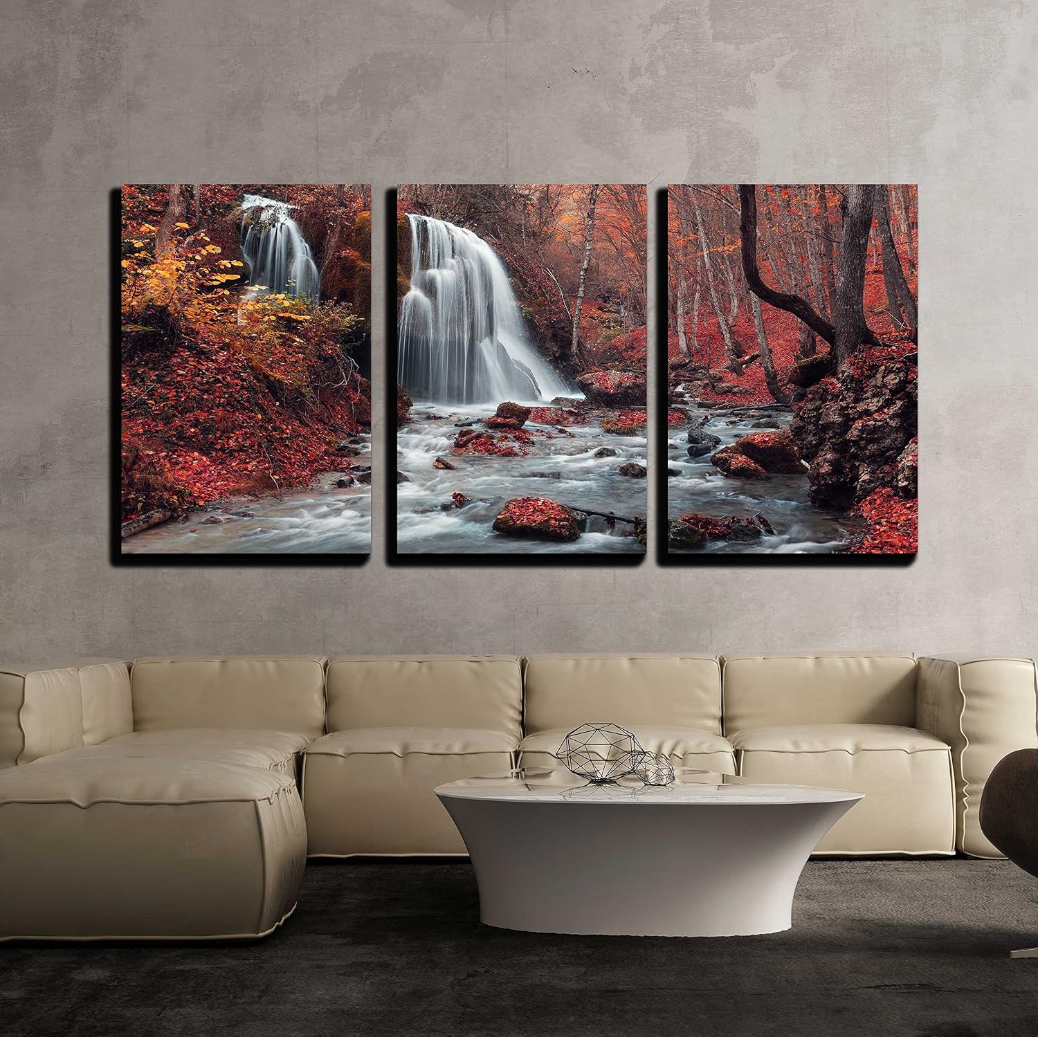 Amazon.com: wall26 - 3 Piece Canvas Wall Art - Beautiful Waterfall in ...