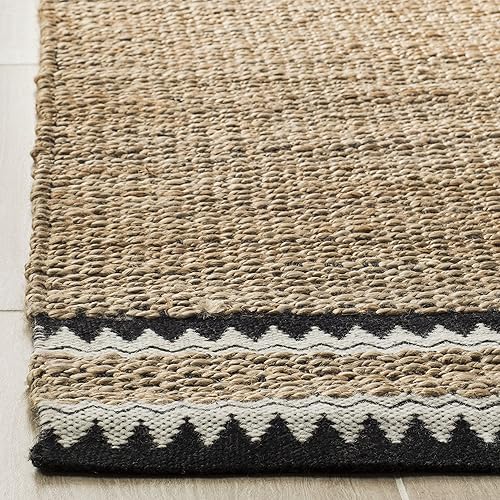 Miniatura 4 de SAFAVIEH Natural Fiber Collection NF874B - Alfombra cuadrada de yute de 5 pies, hecha a mano, estilo bohemio, costero, rústico, de yute premium,