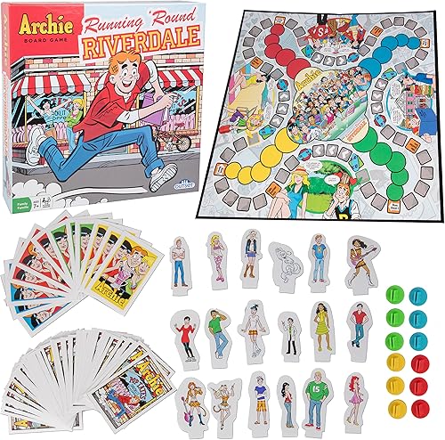 The Archie Comics - Juego de mesa Running 'Round Riverdale - Juego de mesa familiar para 2 a 4 jugadores a partir de 7 años de edad