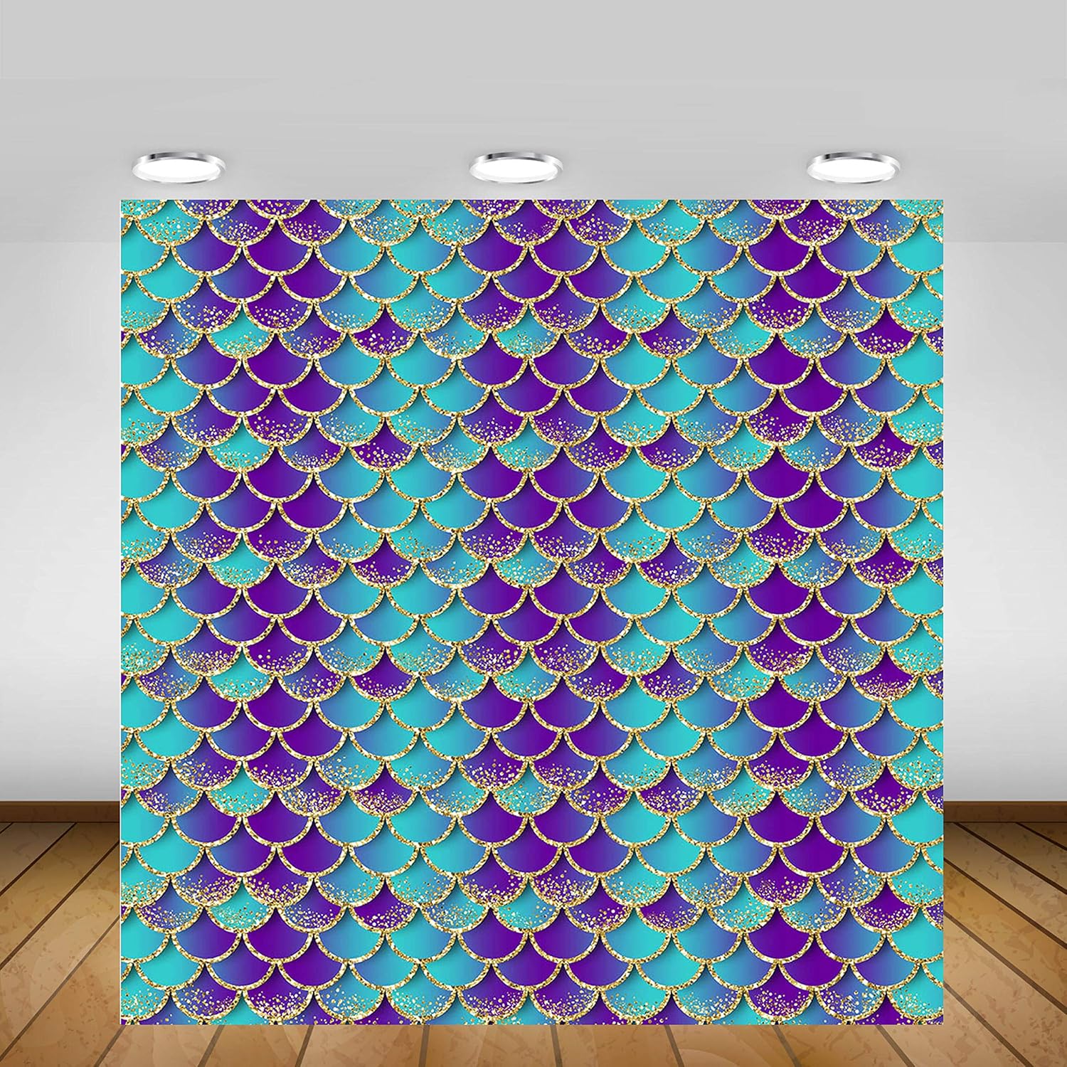 Avezano Purple and Teal Memaid Scales Birthday Backdrop Glitter Little Mermaid Baby Shower Background Under The Sea Mermaid Backdrops for Girls (7x7)