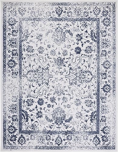 Miniatura 136 de Safavieh colección Adirondack - Alfombra de área, 8 x 10 pies, gris pizarra y marfil, diseño oriental desgastado, no desprende pelusa, fácil