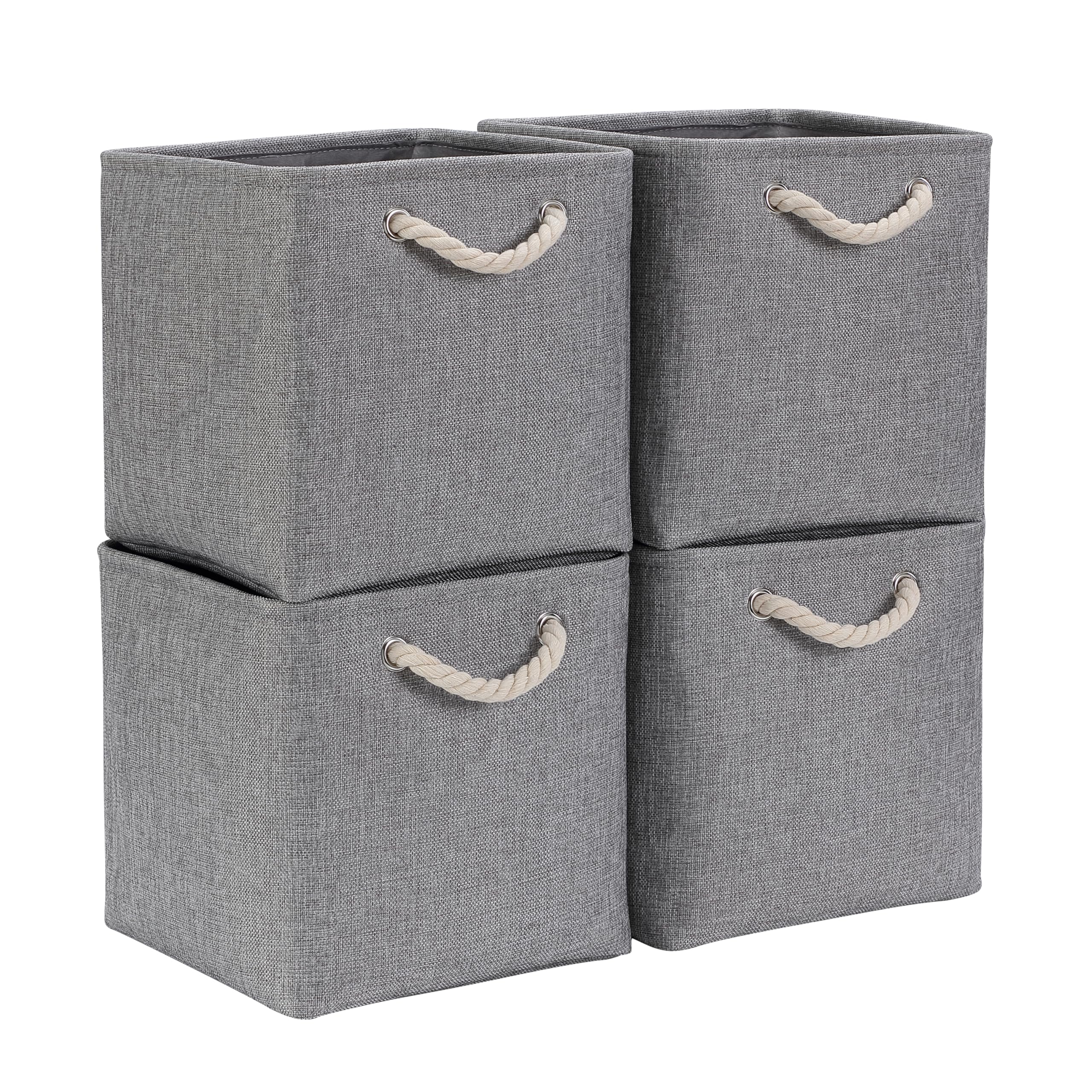 Mangata Grey Cube Storage Boxes 30X30x30cm Fabric Collapsible 4 Pack