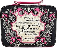 Vista 5 de Funda de transporte con versículo bordado de las Escrituras occidentales para mujer, con correa extra, bolso cruzado (beige)