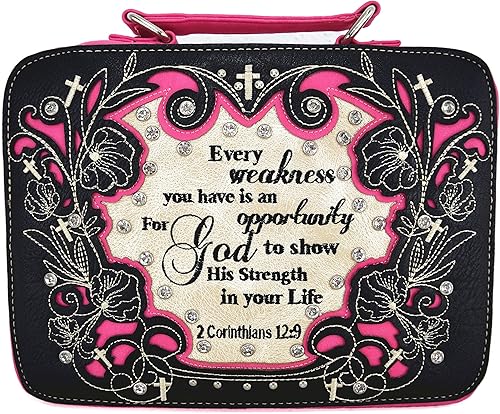 Miniatura 8 de Funda de transporte con versículo bordado de las Escrituras occidentales para mujer, con correa extra, bolso cruzado (morado)