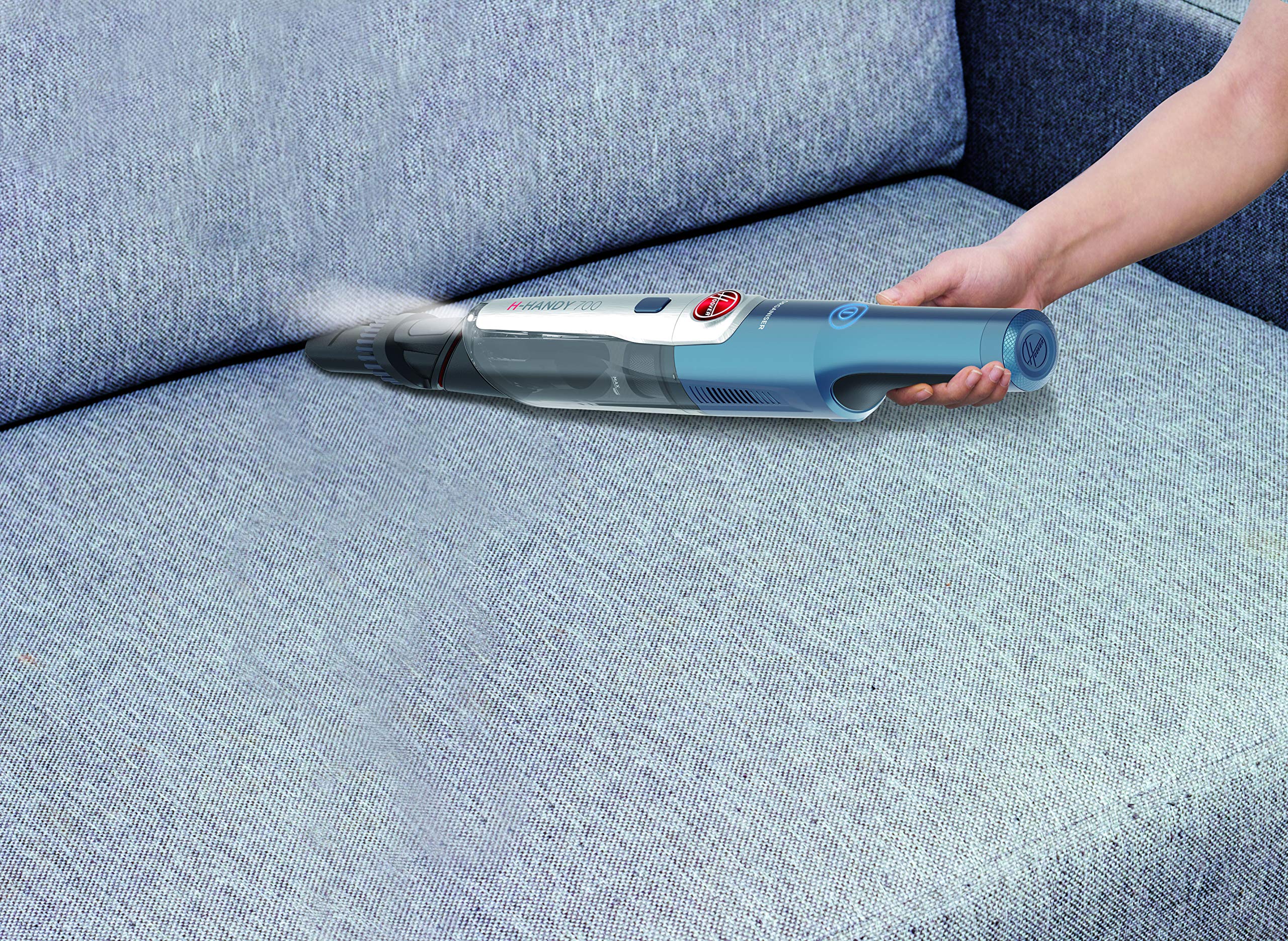 Hoover H-Handy 700 HH710BSS Aspirador de Mano sin Cable Potente, Almacenaje al Vacío, Kit Food&Space Saver, Motor Direct Impulse, Muy Potente 40AW, Carga ultrarápida, Luces LED, Muy Ligera