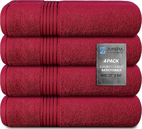 Zuperia - Toalla de baño, 27 x 54 pulgadas (68.58 x 137.16 cm), 4 unidades
