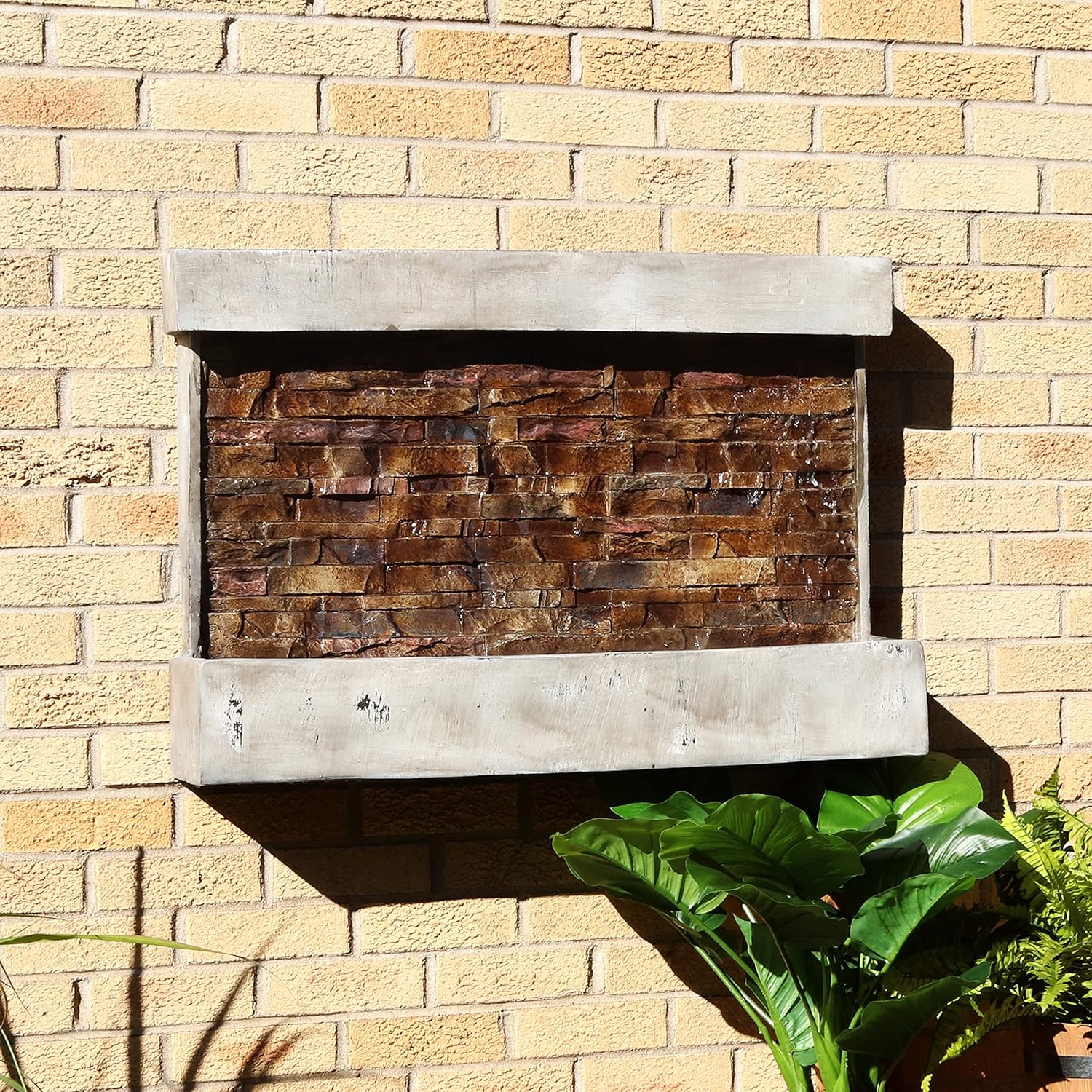Ancient Brown Polyresin Wall-Mounted Outdoor Fountain