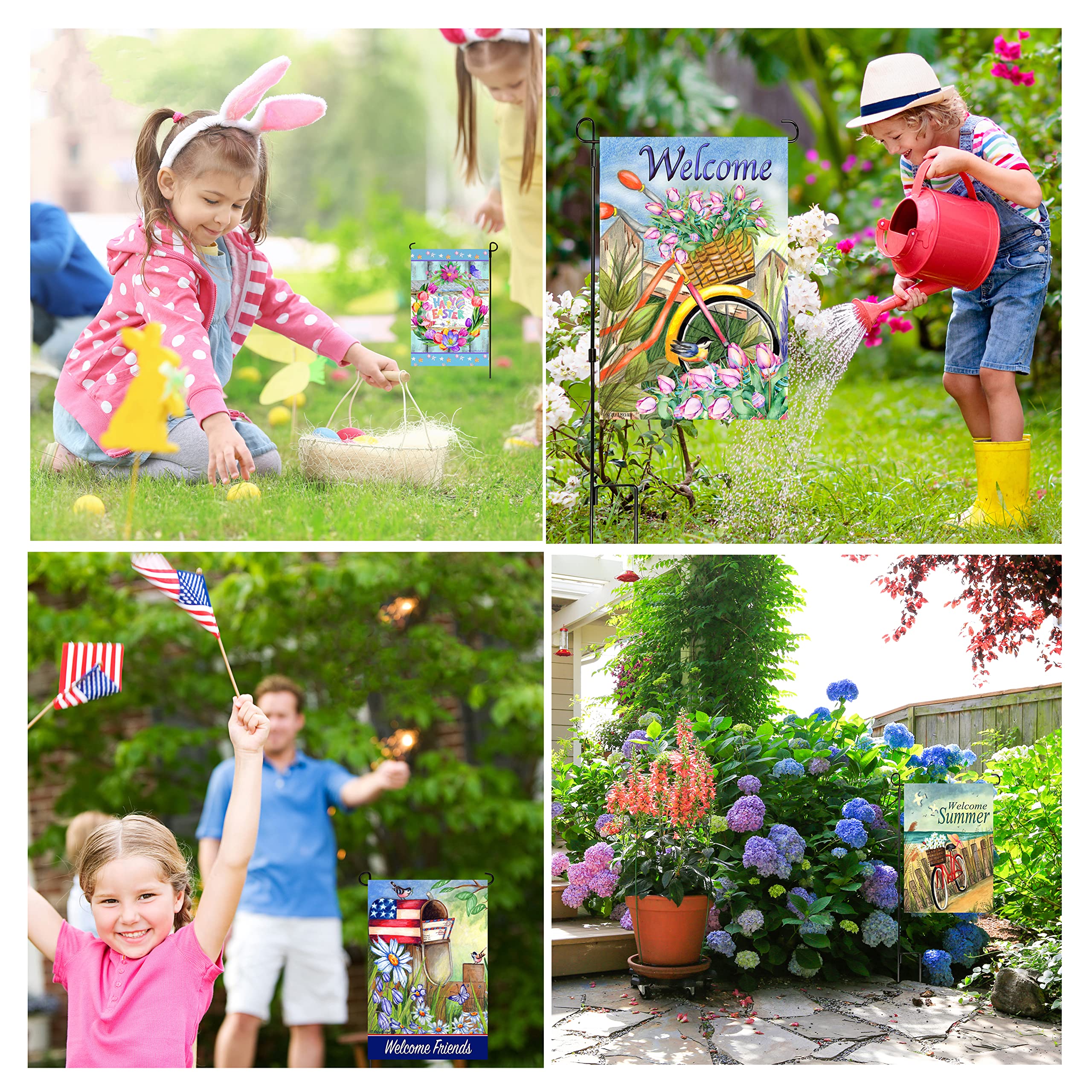 Saisonale Gartenflaggen Set - 12 Stück, 30,5x45,7 Cm, Doppelseitig, Aus Polyester-Leinen