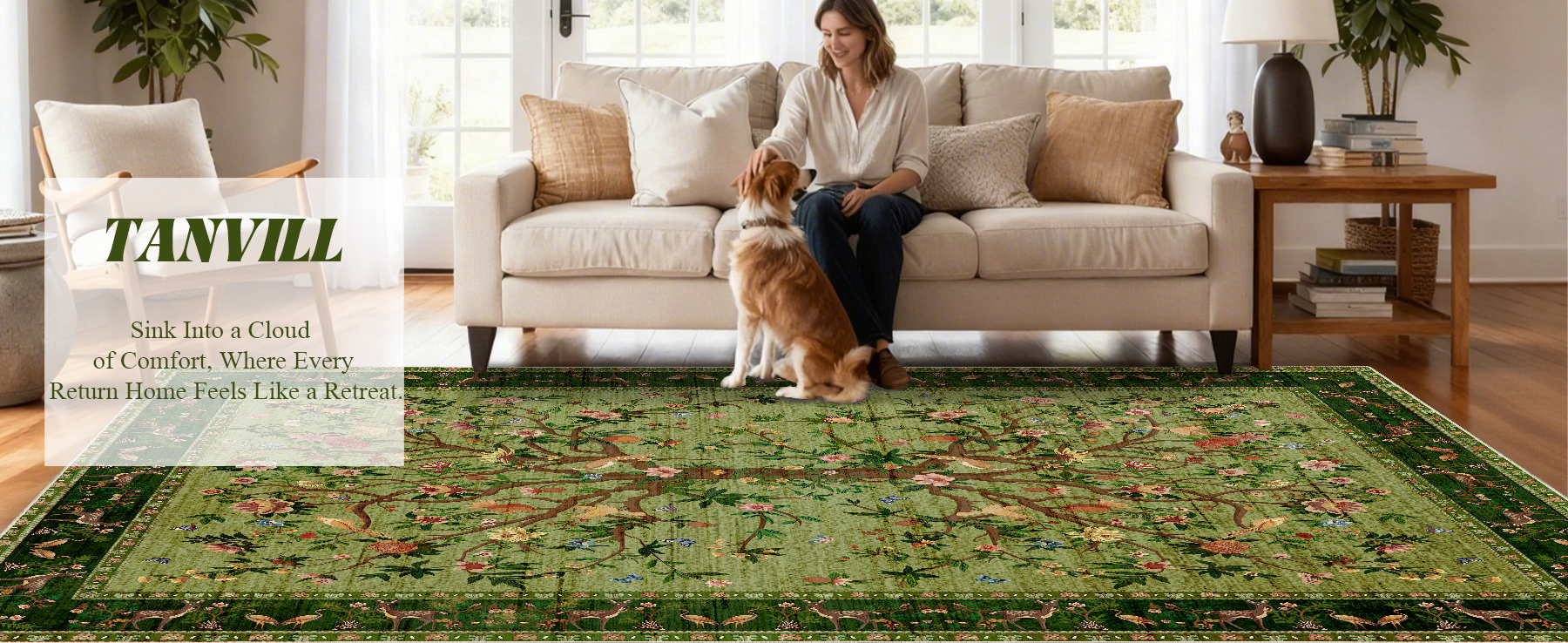 Tapete decorativo Boho floral 2x3 ft lavable negro miniatura 7