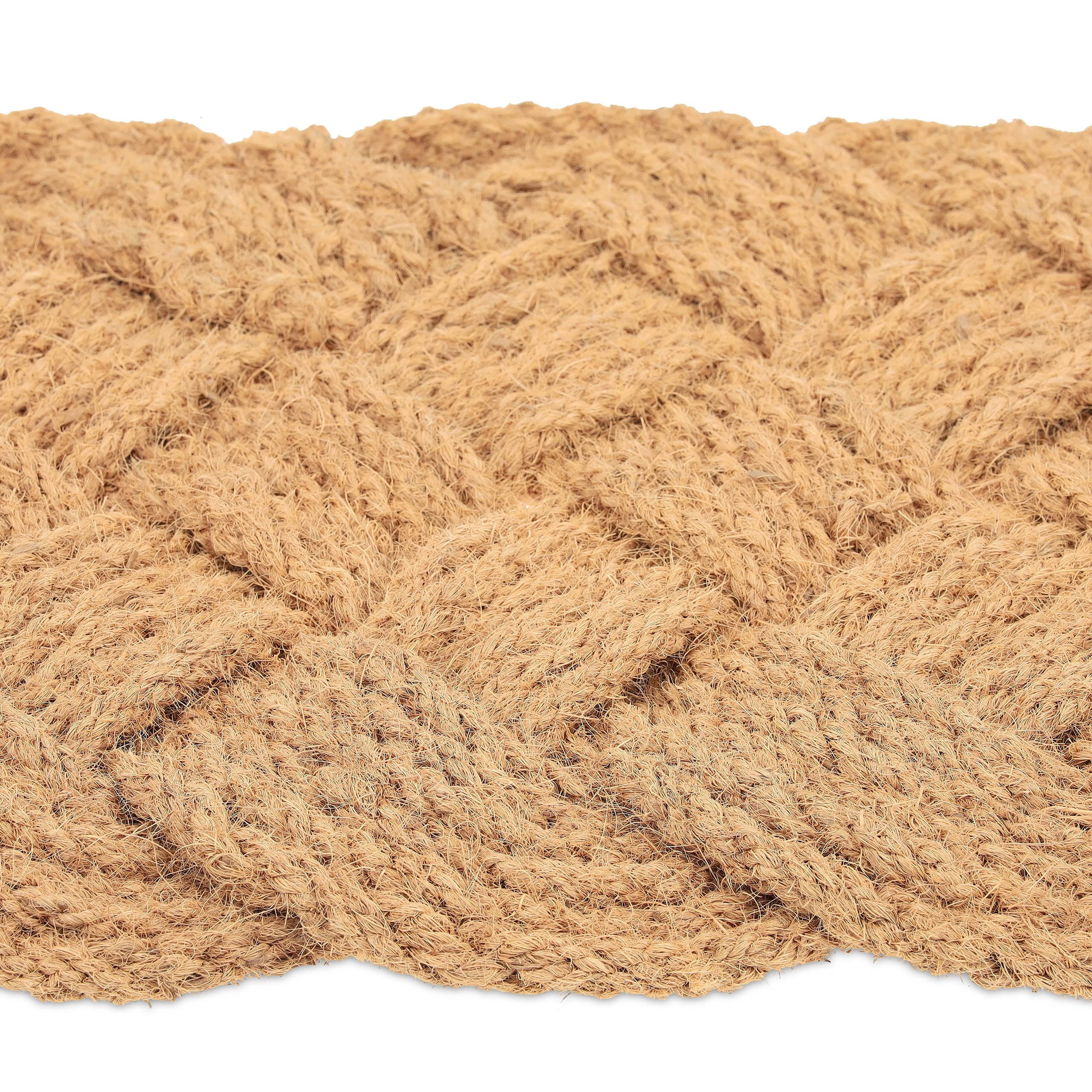 Relaxdays Zerbino Intrecciato a Mano da Ingresso, Fibre di Cocco, 75x45 cm, Tappetino Entrata, Reversibile, Naturale