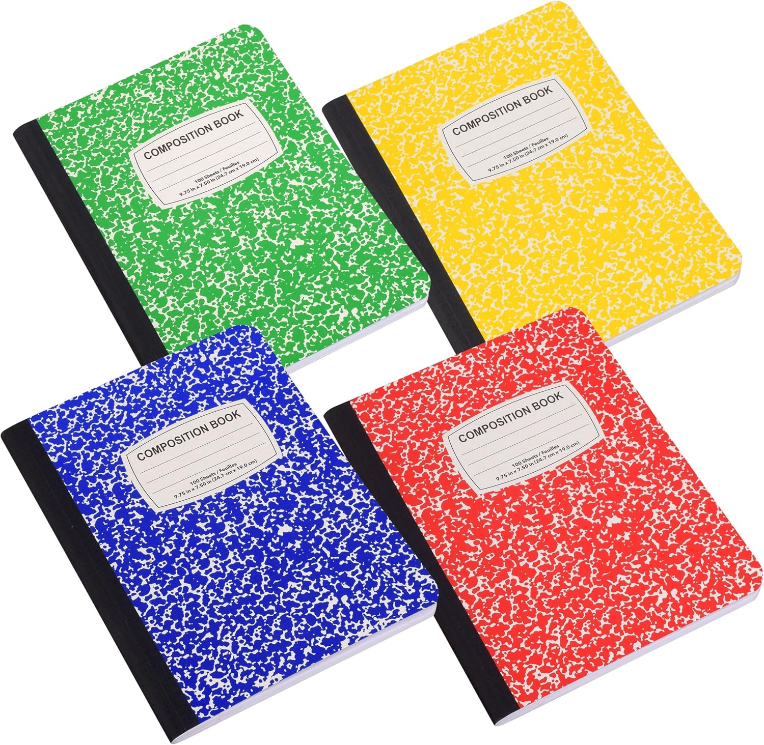 JOT Colorful Classic Composition Notebook, 100 Sheets, Four Colored