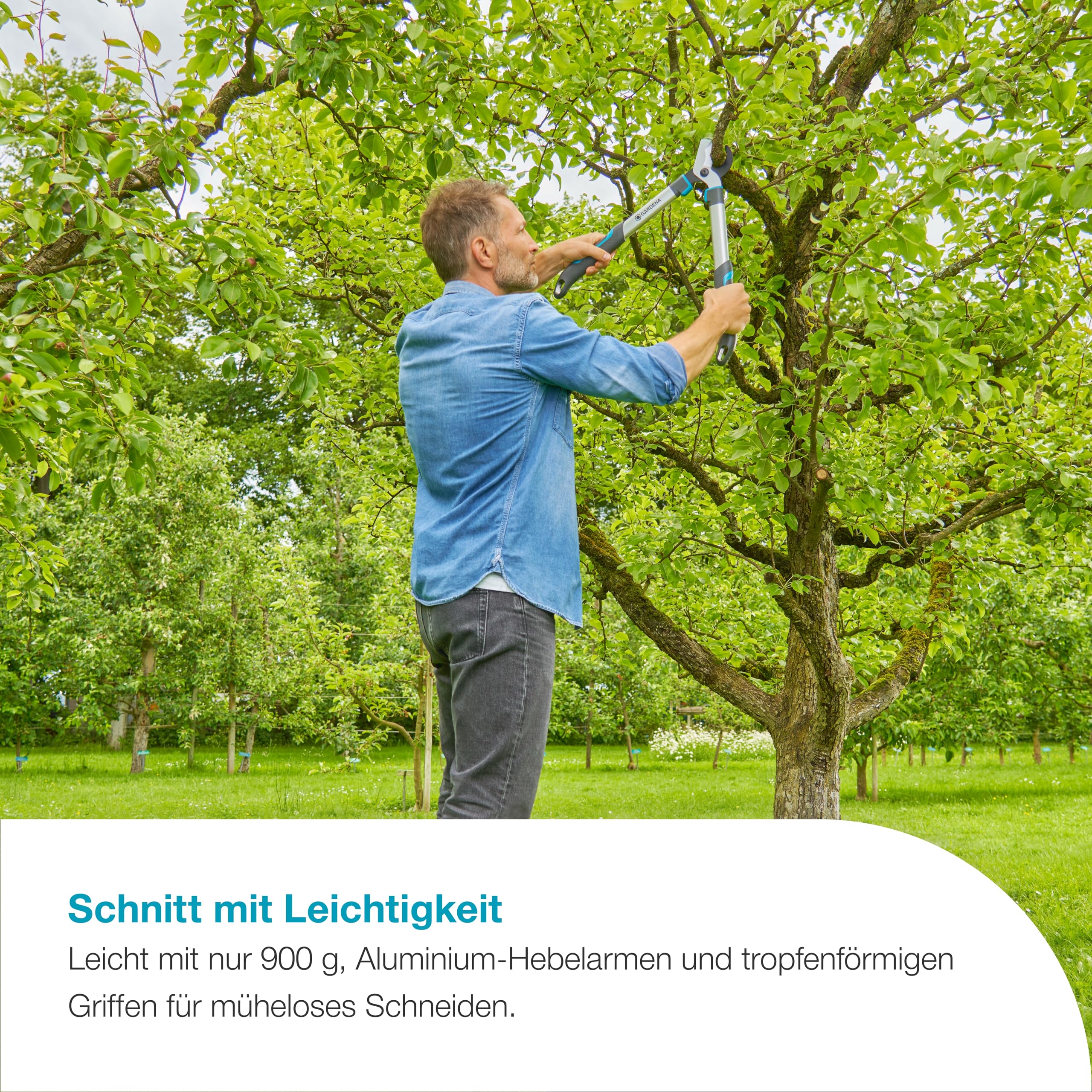 Gardena EasyCut S, Bypass-Astschere für frisches Holz bis 45 mm, präzisionsgeschliffene Klingen, PowerCoating für saubere Schnitte, ergonomisches Design, 900 g leicht (12030-88)