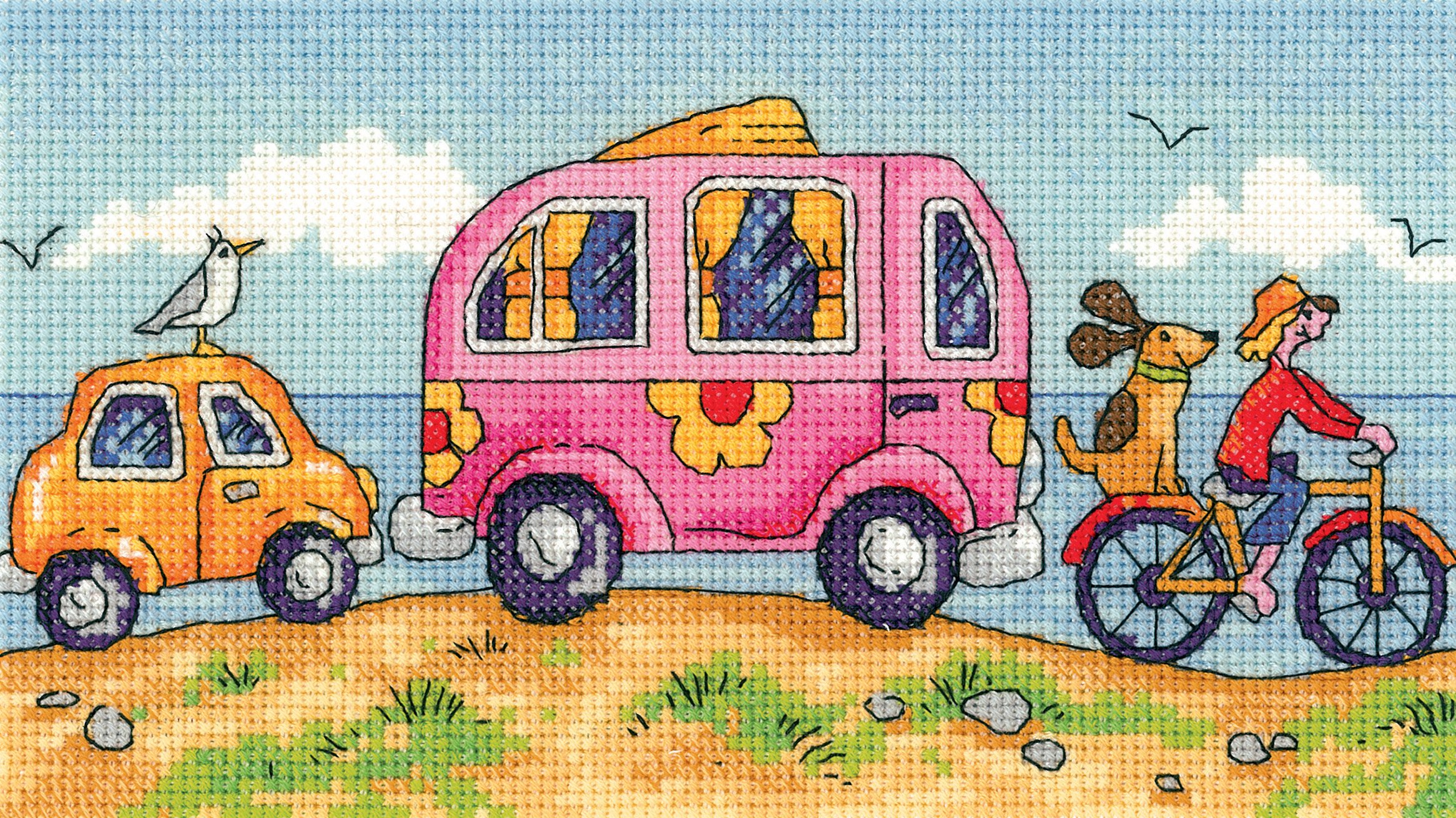 Heritage Crafts Are We There Yet ? Counted Cross Stitch Kit - Aida