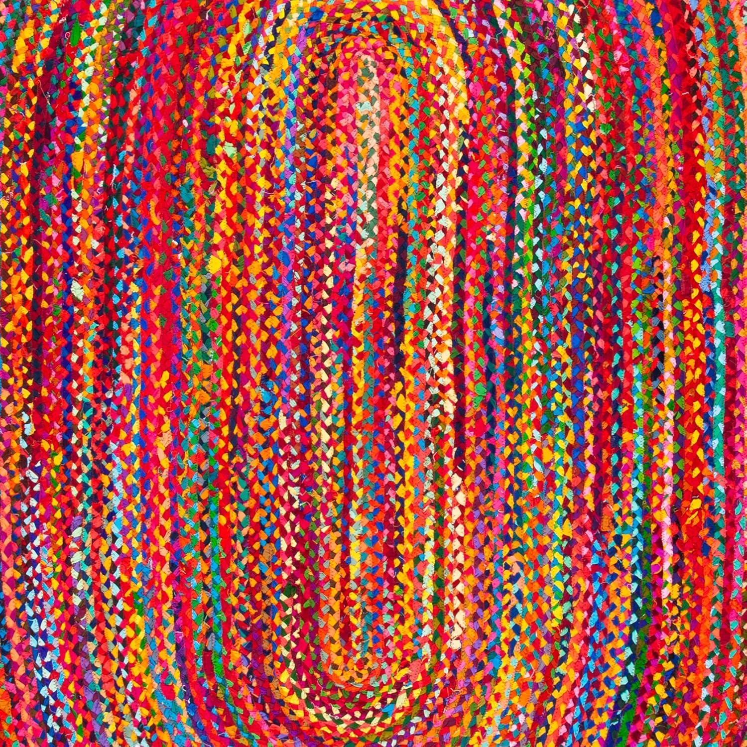 SAFAVIEH Braided Collection Area Rug - 4' x 6' Oval, Red & Multi, Handmade Woven Cotton, Boho Reversible Style, Ideal for Living Room, Bedroom (BRD210A)