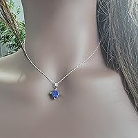 Vista 110 de Natural raw smoky quartz pendant chain necklace with white gold over 925 solid sterling silver, birthstone dainty solitaire gift for her, uniquelan