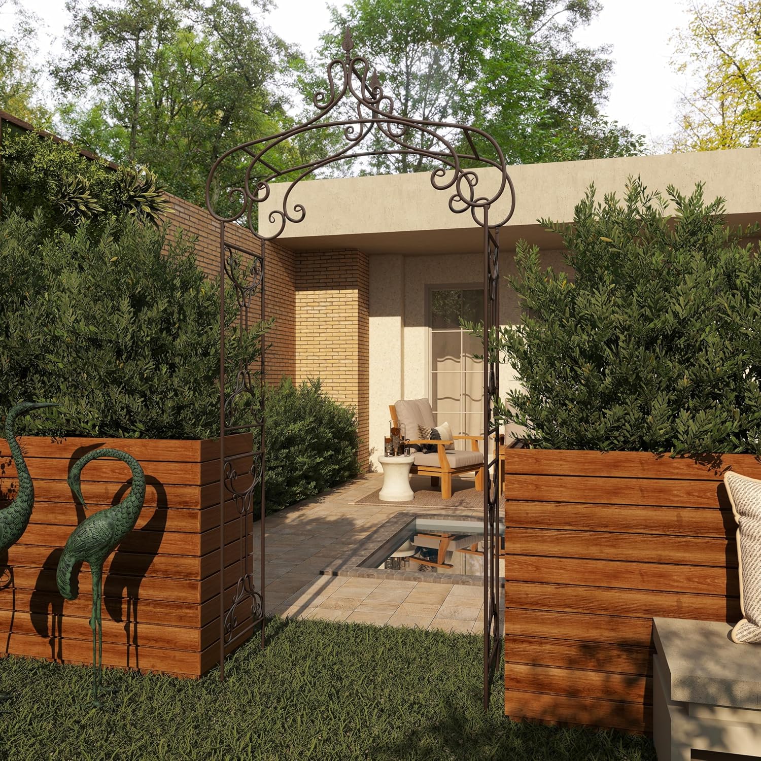 Deco 79 68701 Metal Garden Arch, 44 by 95-Inch, Black