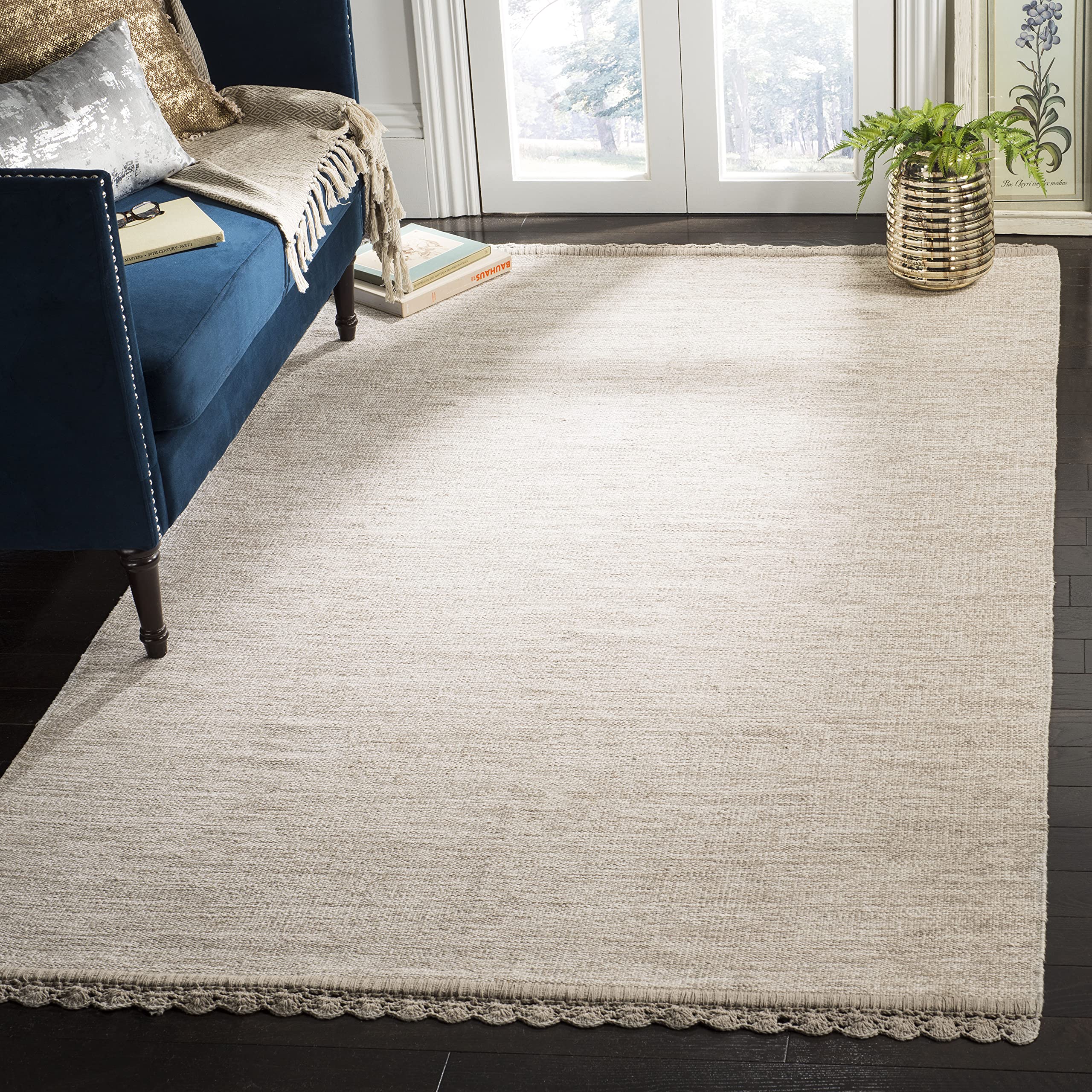 safavieh area rug 8x10 - montauk collection - large - beige, handmade cotton, ideal for living room, bedroom, office, dining space (mtk615r)