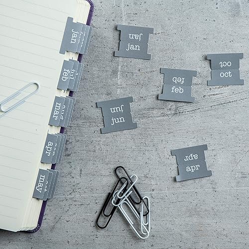 Miniatura 42 de DiverseBee - Agenda laminada, pestañas mensuales, 24 pestañas para cuadernos (pestañas de 12 meses y 12 pestañas en blanco), calendario mensual