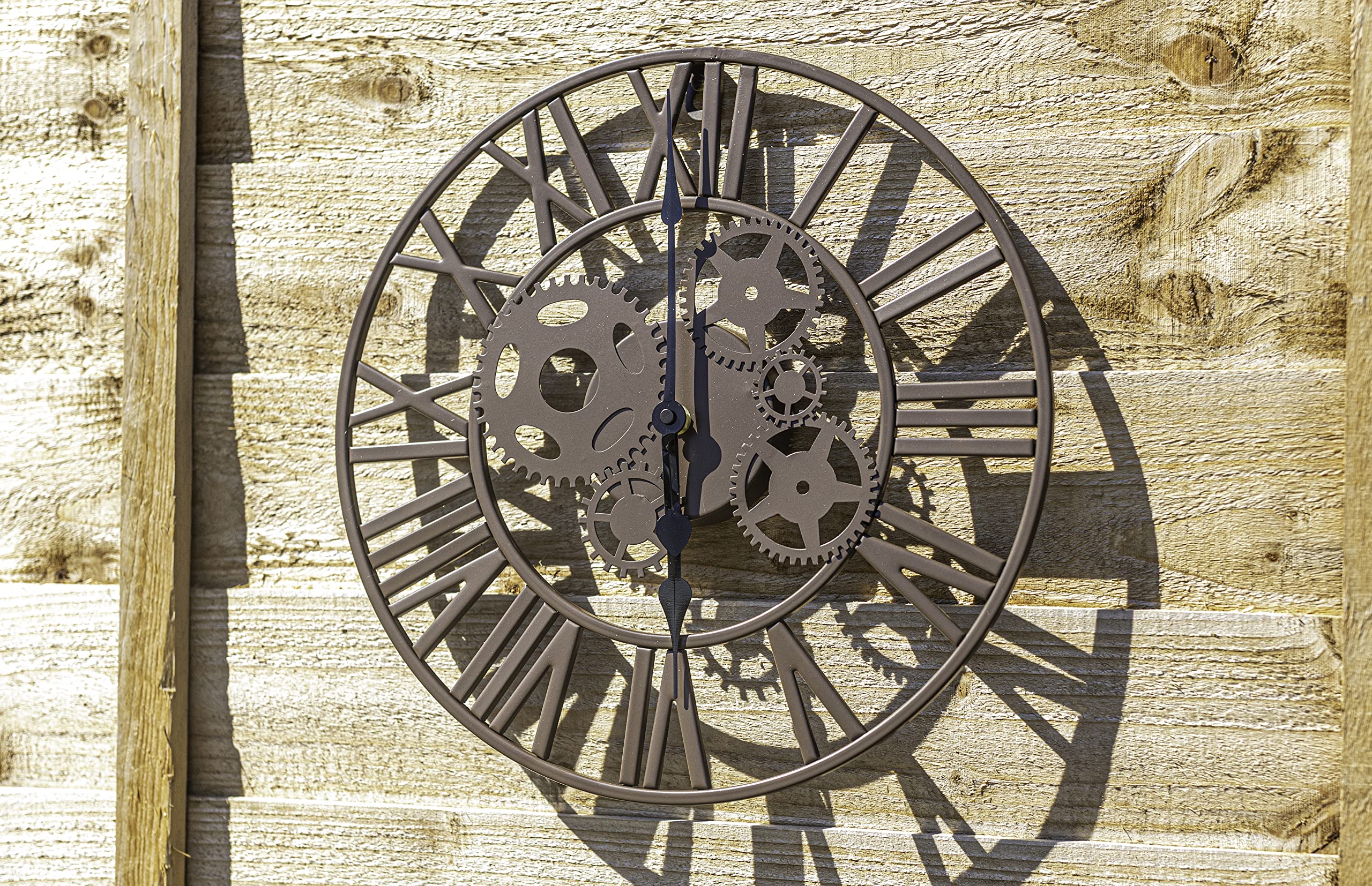 Garden Mile Grande horloge murale 35 cm avec chiffres romains pour intérieur et extérieur Marron