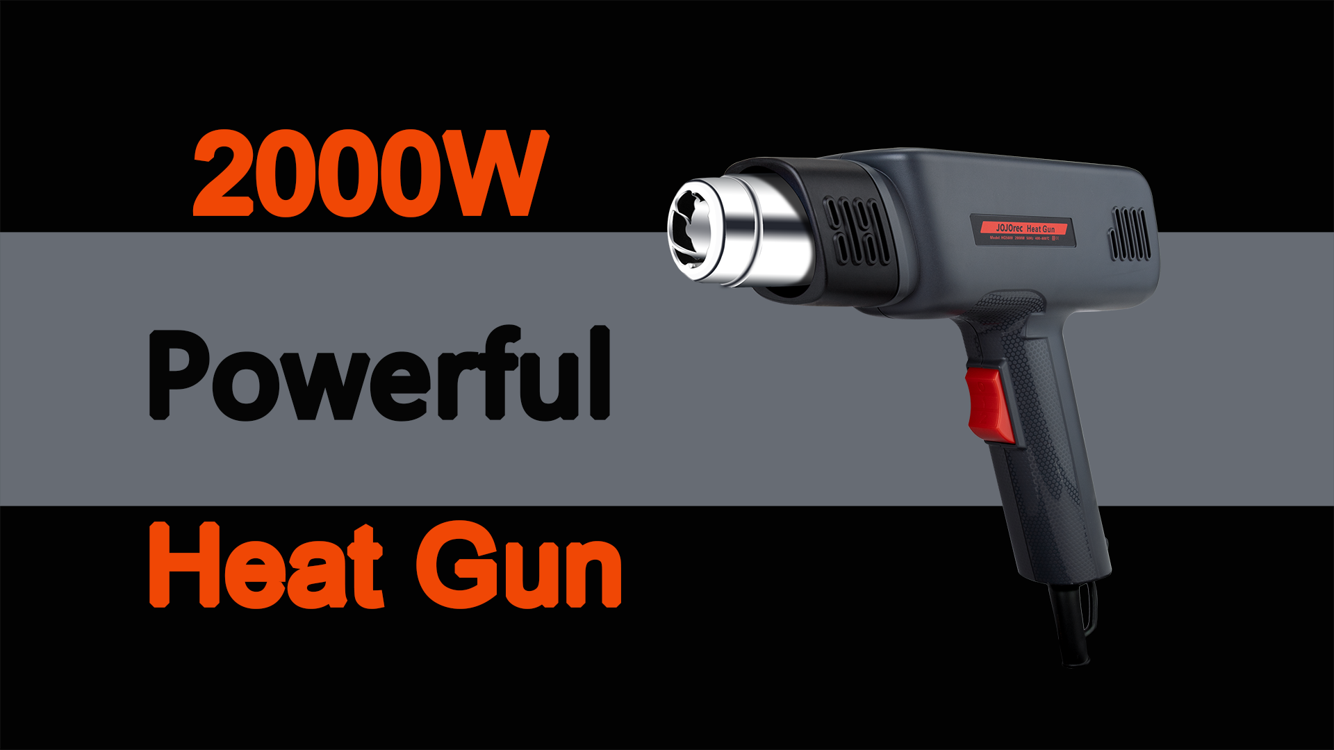 Décapeur Thermique JOJOrec 2000W - 400°C/600°C - 6 Accessoires - Manche Antidérapant